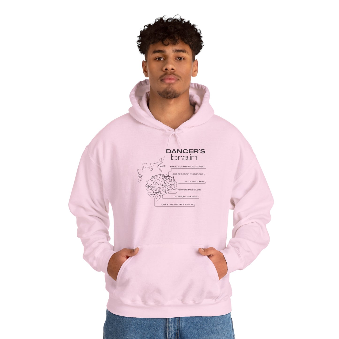 "Dancer’s Brain" Unisex Hoodie – Funny Dance-Themed Hoodie for Teens and Adults with Personalization Option and Cute Dancer Brain Graphic