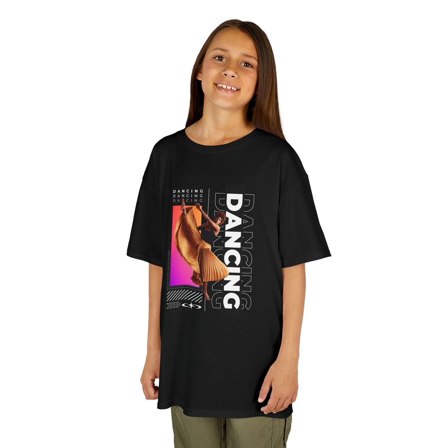 "Dancing" Youth Short Sleeve T-Shirt – Streetwear-Inspired Female Dancer Graphic – Stylish Dance Apparel for Kids