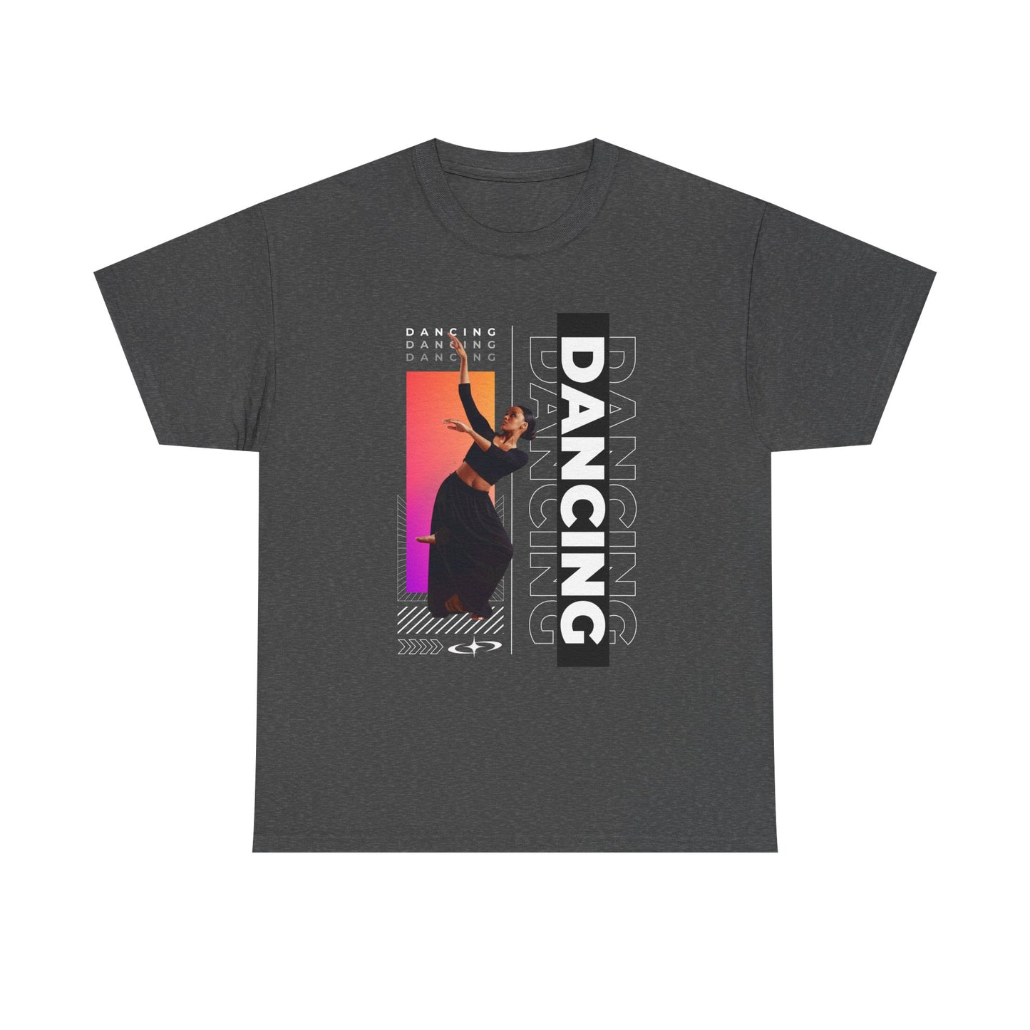 “Dancing” Streetwear-Inspired Female Dancer Unisex Heavy Cotton Tee – Urban Dance Graphic T-Shirt for Performers and Dance Lovers