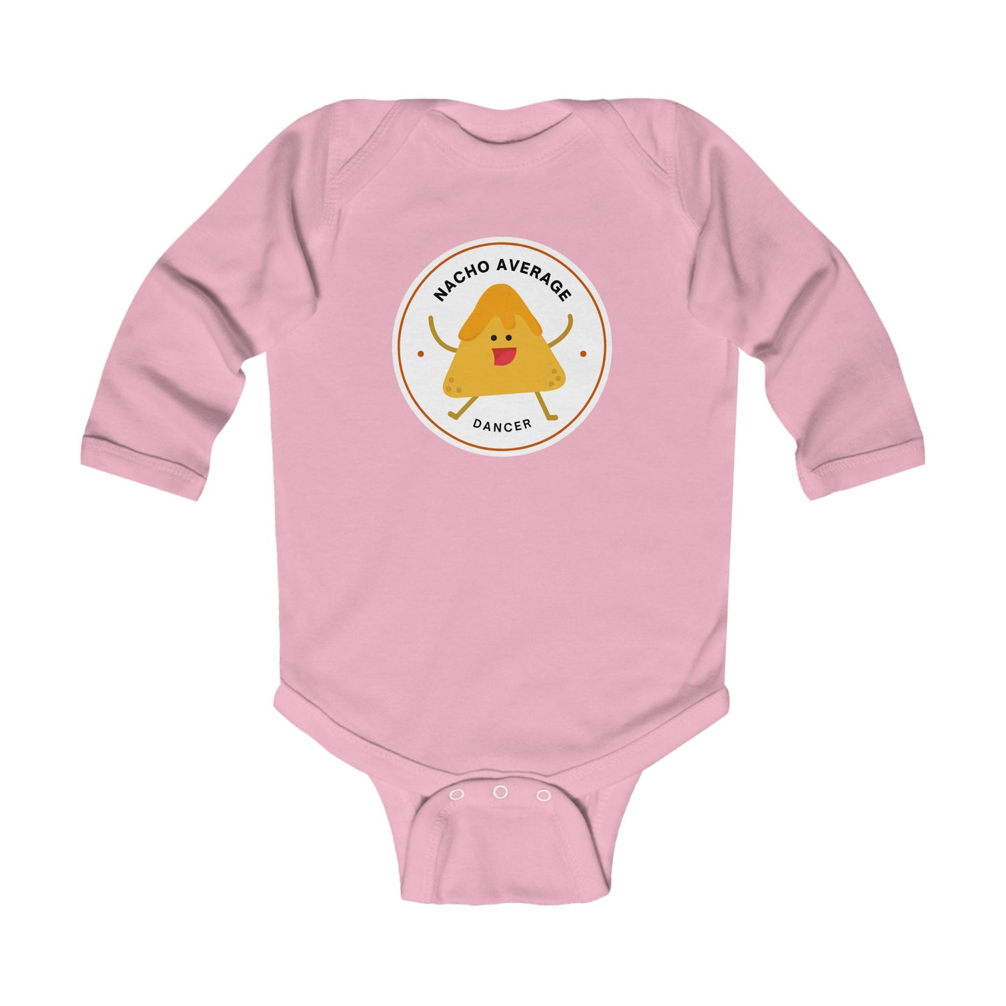 "Nacho Average Dancer" Infant Long Sleeve Bodysuit – Cute Nacho Dance Pun Graphic Baby Outfit for Jeté Dance Fans