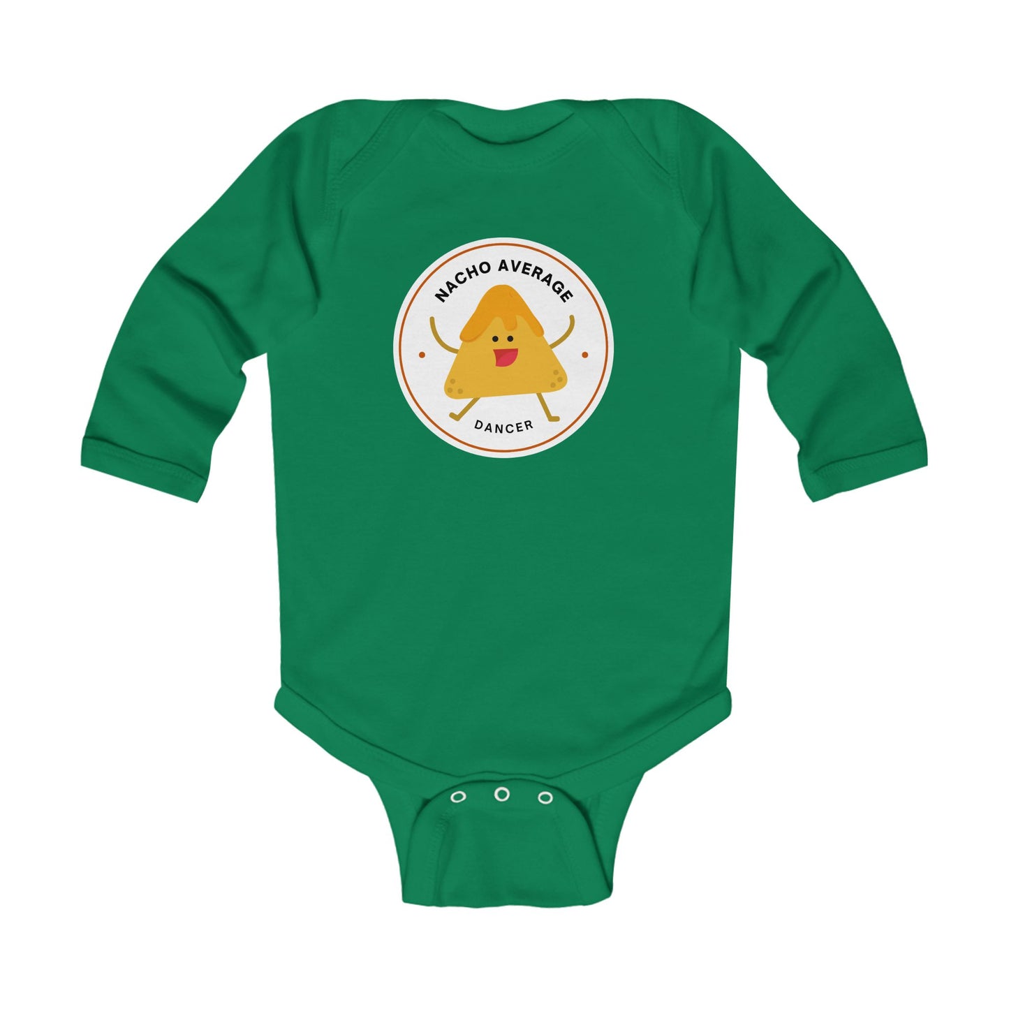 "Nacho Average Dancer" Infant Long Sleeve Bodysuit – Cute Nacho Dance Pun Graphic Baby Outfit for Jeté Dance Fans