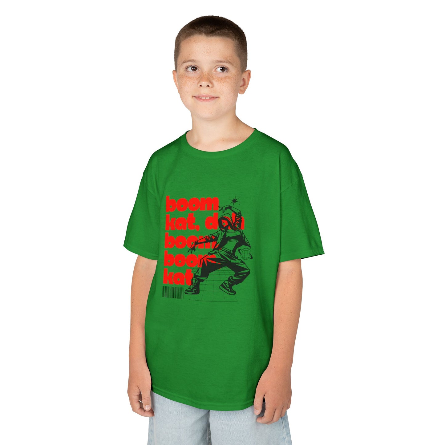 “Boom Kat Youth Short Sleeve Dance T-Shirt – Bold Streetwear-Inspired Graphic Tee for Kids
