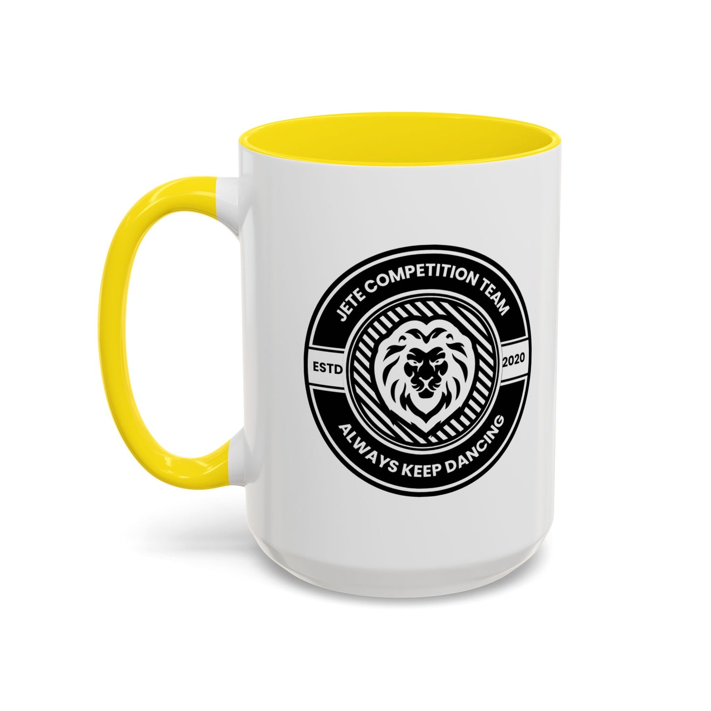 "Jeté Competition Team – Always Keep Dancing" Accent Coffee Mug – Collegiate Style Ceramic Mug for Dancers and Studio Teams