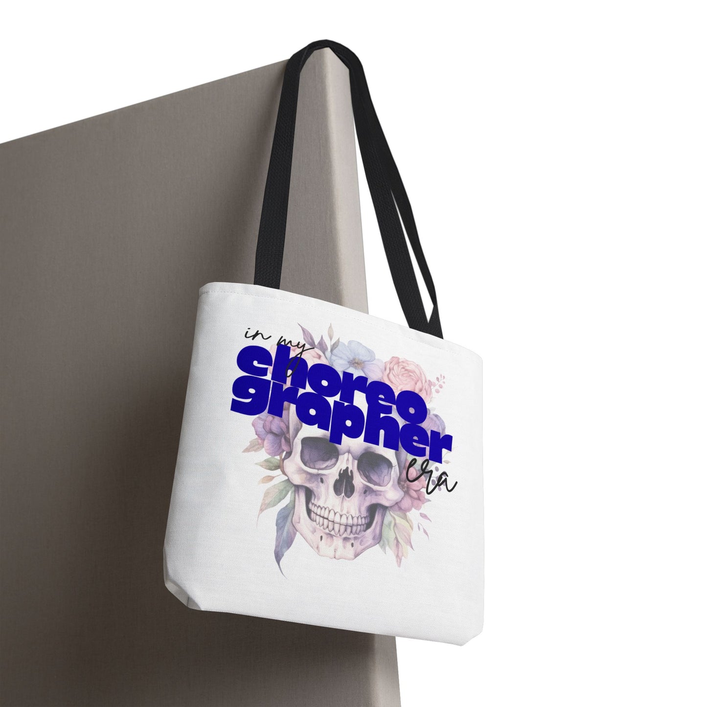 In My Choreographer Era Tote Bag with Colored Handles – Pastel Floral Skull Dance-Inspired Carryall