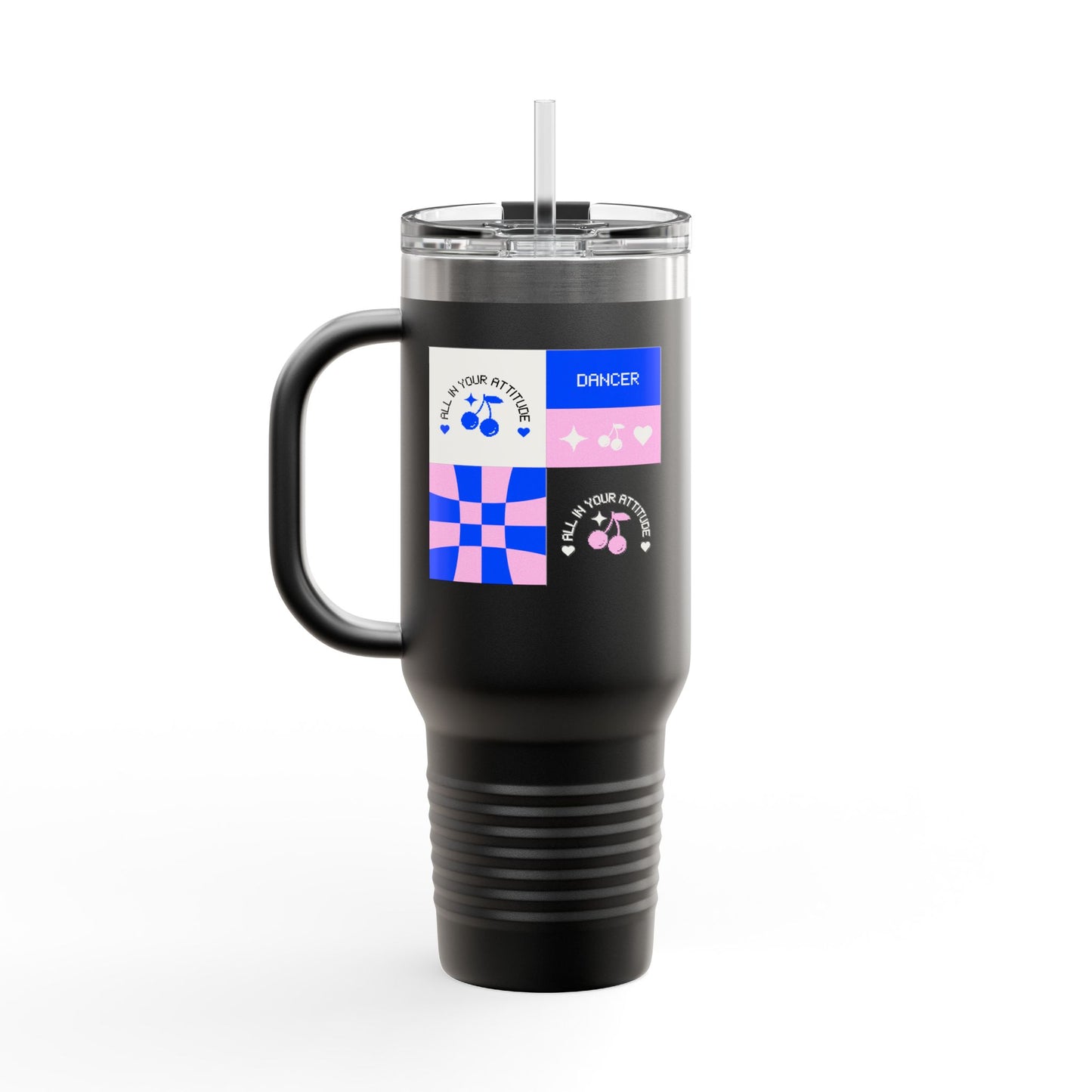 "All in Your Attitude" – 40oz Insulated Stainless Steel Travel Mug with Bold Motivational Graphic | Dance-Inspired Hydration Tumbler
