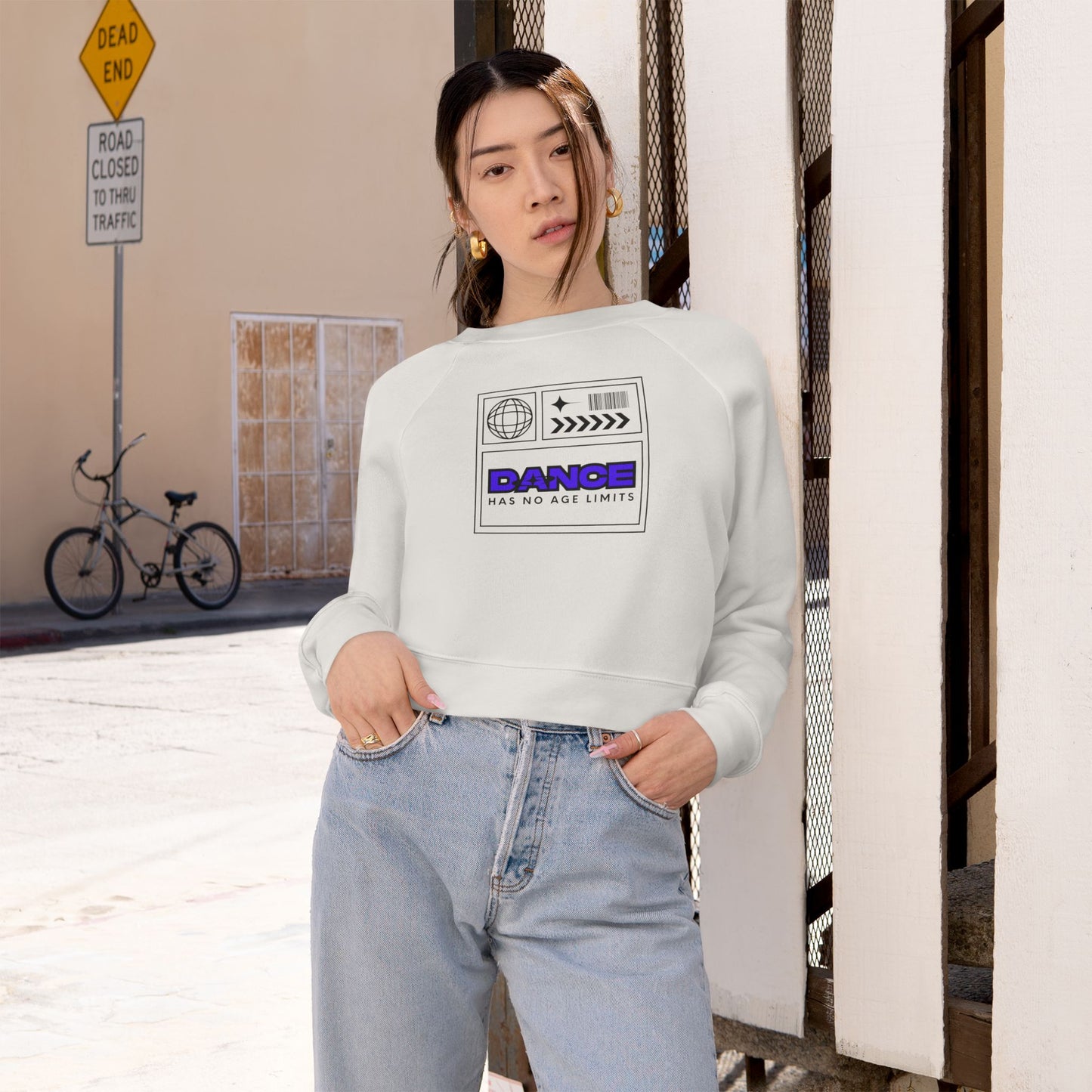“Dance Has No Age Limits” Bold Streetwear-Inspired Design | Women’s Cropped Sweatshirt – Dance Sweatshirt for Dancers of All Ages