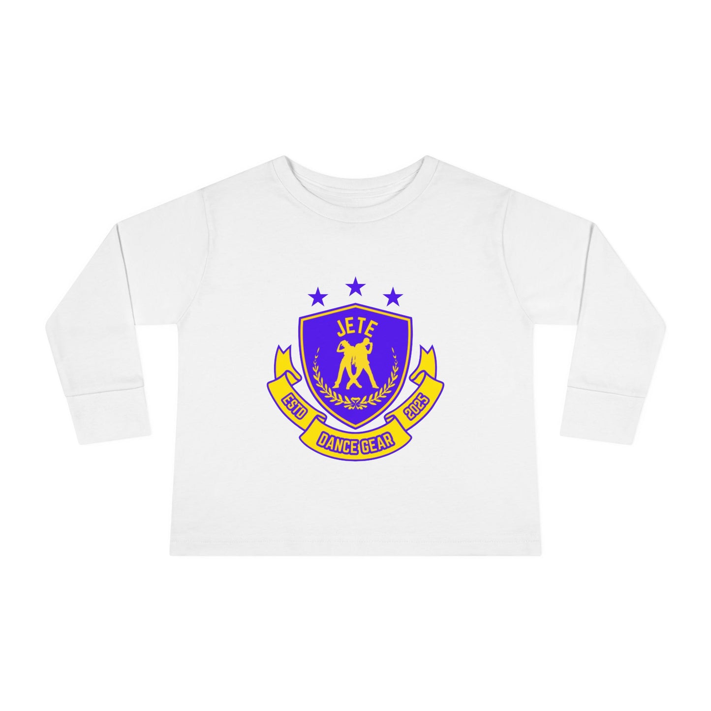 "Jeté Dance Gear" Toddler Dance T-Shirt – Collegiate-Inspired Dancer Graphic Long Sleeve Tee for Kids