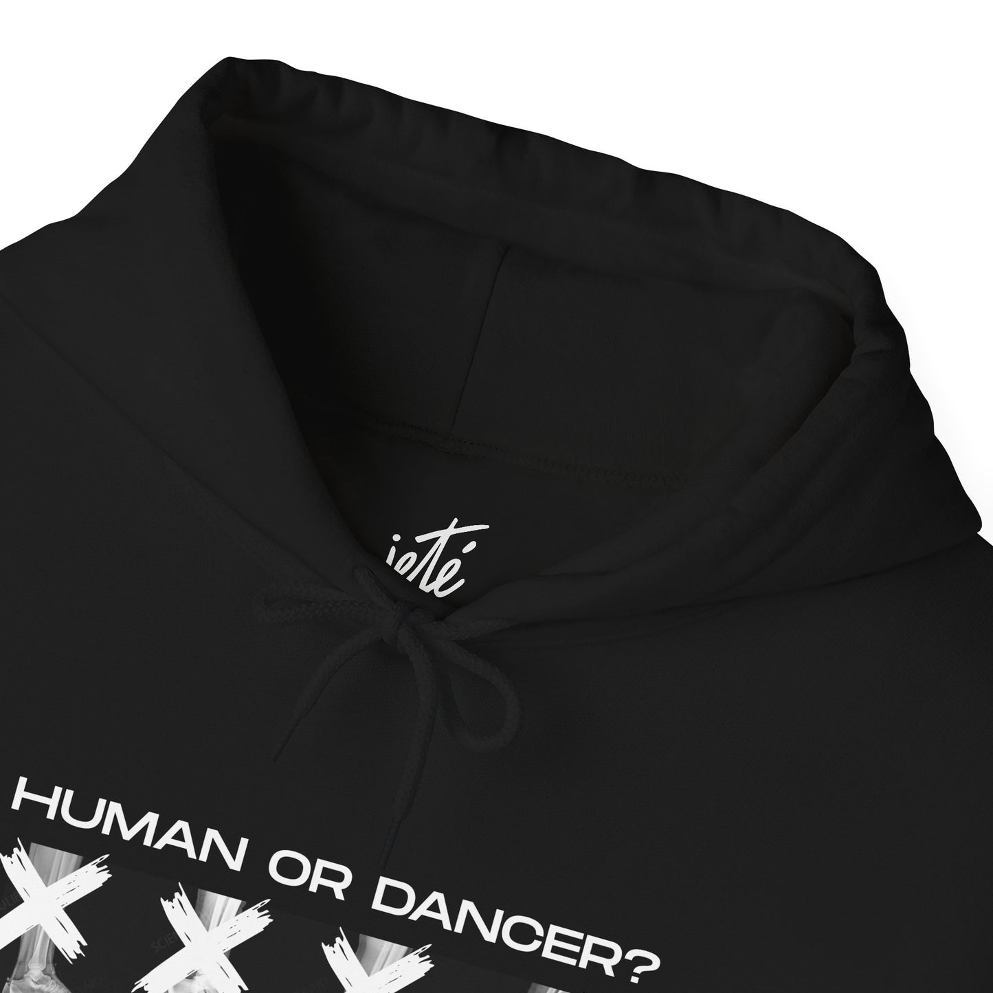 "Human or Dancer" Unisex Hoodie – Ballet-Themed Hoodie for Teens and Adults with X-Ray Foot Graphic and Personalized Sleeve Option