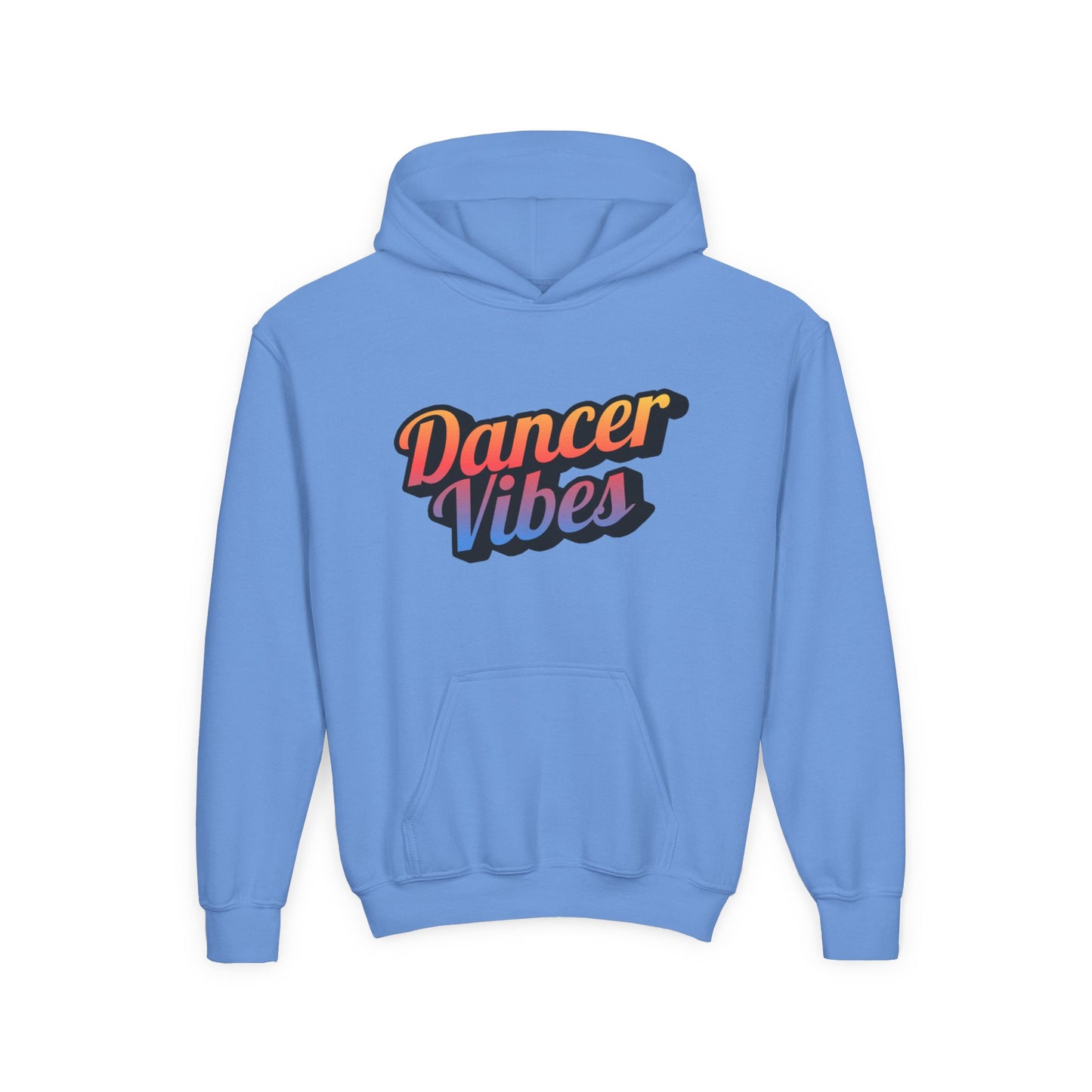 "Dancer Vibes" Youth Hooded Sweatshirt – Retro Text-Based Dance Graphic Hoodie for Kids and Teens