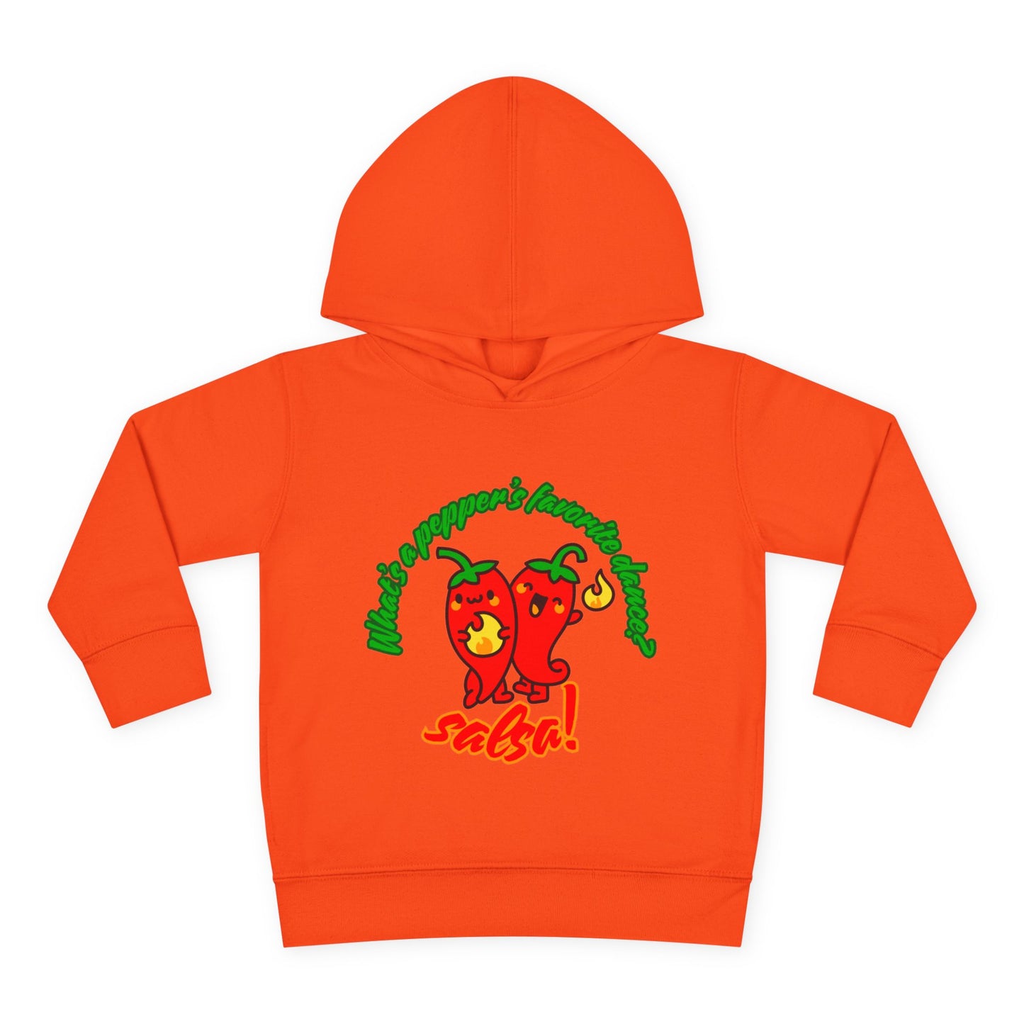 "What's a Pepper's Favorite Dance? Salsa!" Toddler Fleece Dance Hoodie – Funny Colorful Pullover for Kids