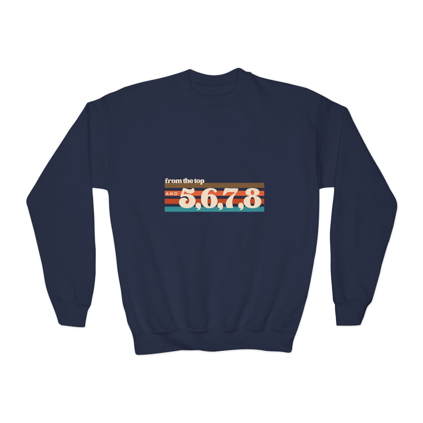 "From the Top and 5, 6, 7, 8" – Retro Dance Youth Crewneck Sweatshirt | Kids Dance Practice Pullover