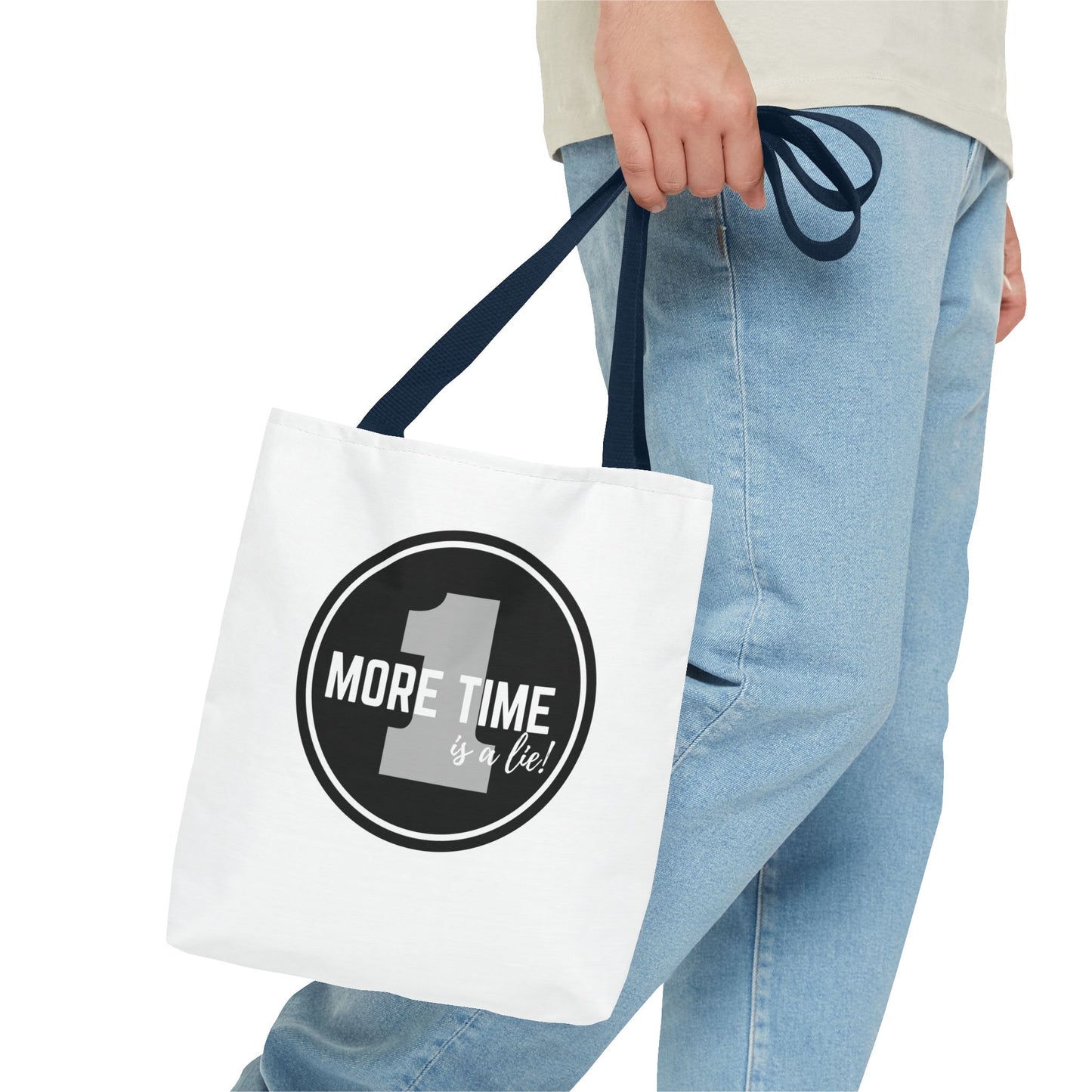 "One More Time is a Lie" Dance Tote Bag – Bold Emblem Graphic Canvas Bag for Dancers, Rehearsals & Everyday Use