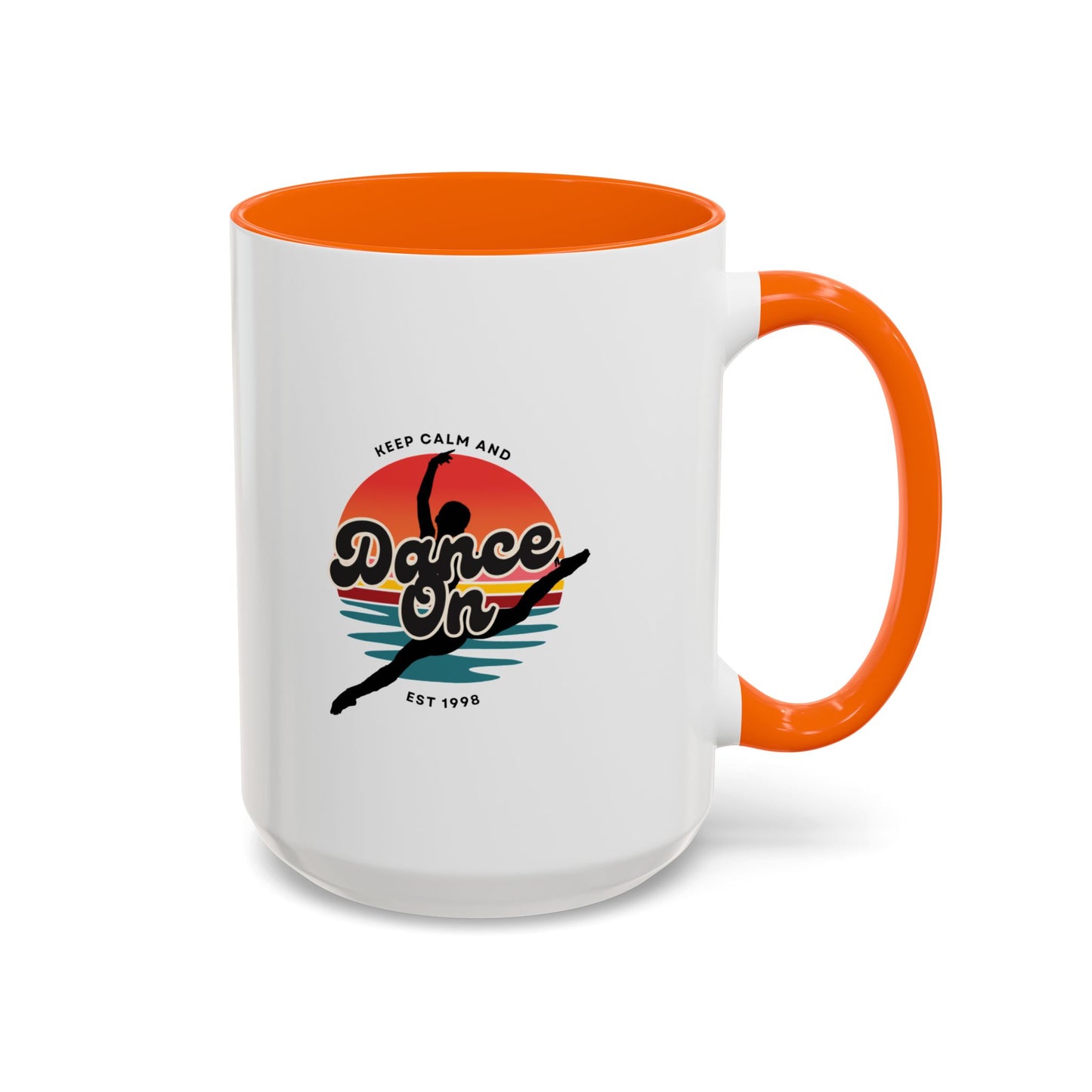 "Keep Calm and Dance On" Accent Coffee Mug – Motivational Dance Quote Ceramic Mug for Dancers and Instructors