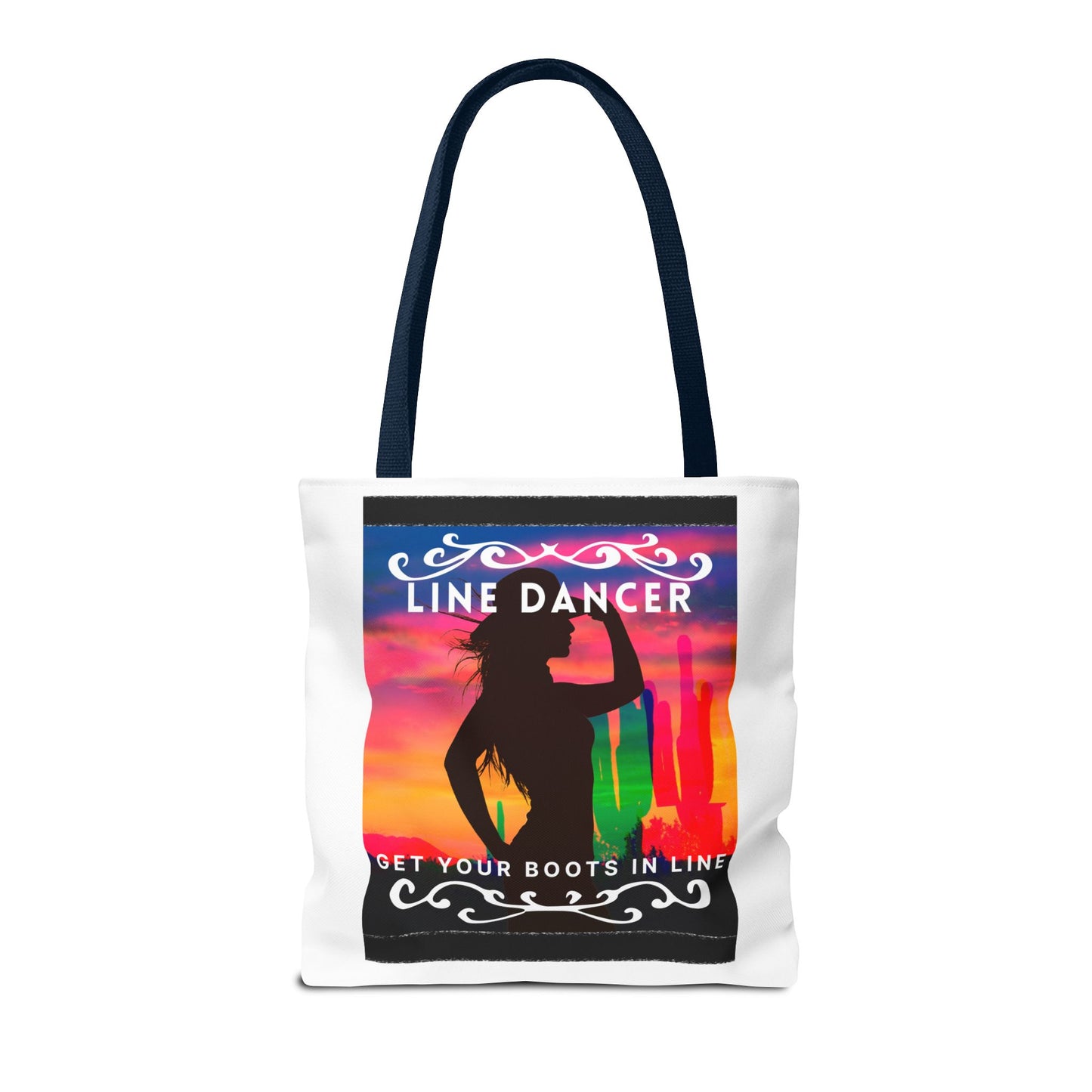 "Line Dancer, Boots on the Ground” Canvas Tote Bag – Cowgirl Graphic | Western Dance Bag for Country Lovers & Line Dancing Fans