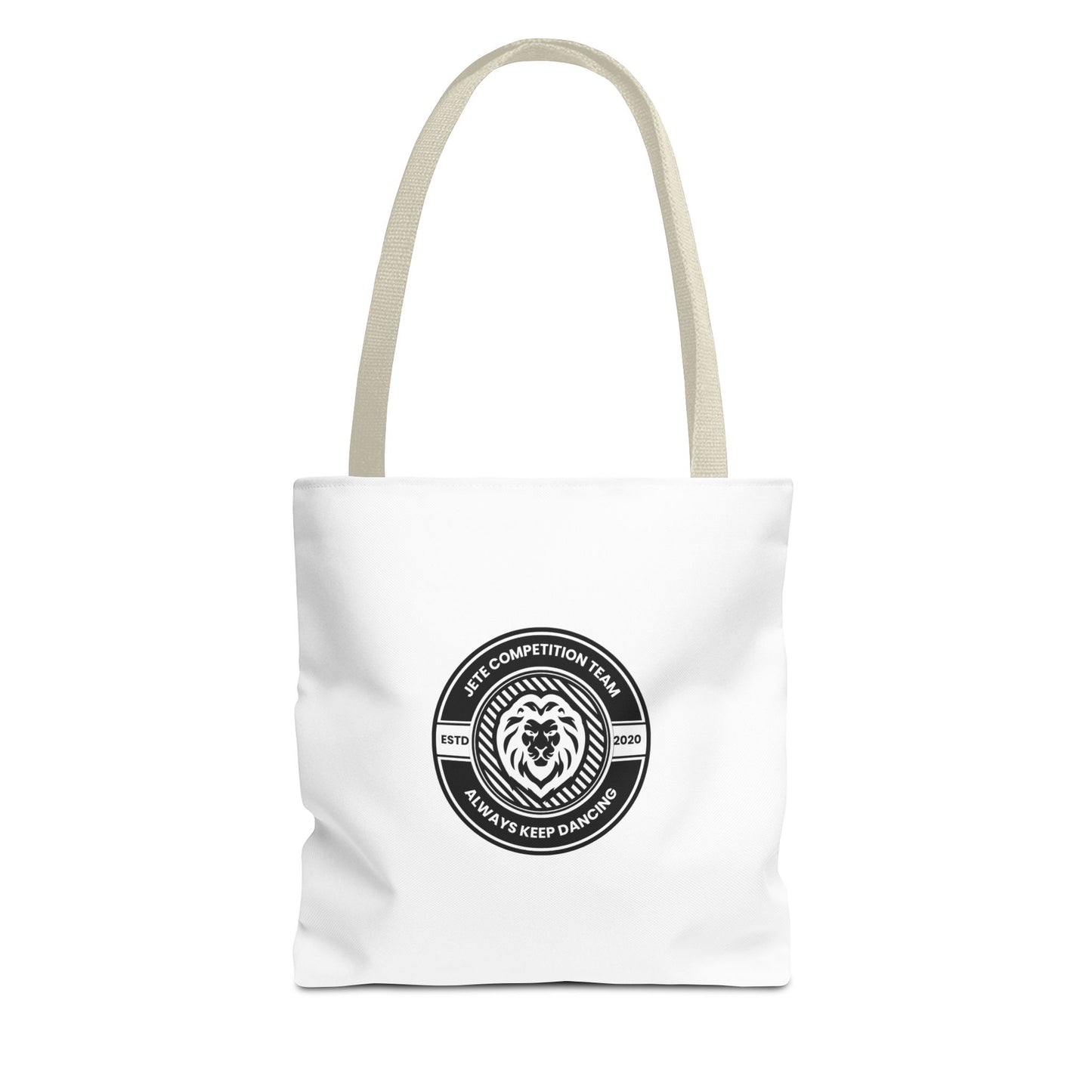 "Jeté Competition Team, Always Keep Dancing" Canvas Tote Bag – Collegiate Dance Team Logo | Reusable Dance Bag for Dancers, Rehearsals & Competitions