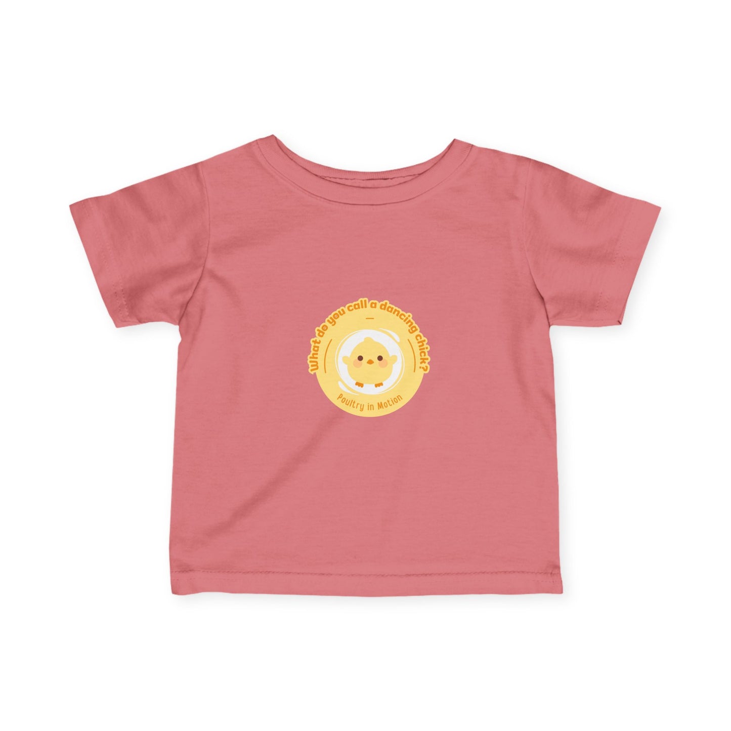 "What Do You Call a Dancing Chick? Poultry in Motion." Infant Fine Jersey Tee – Funny Baby Dance T-Shirt with Cute Chicken Graphic for Little Movers