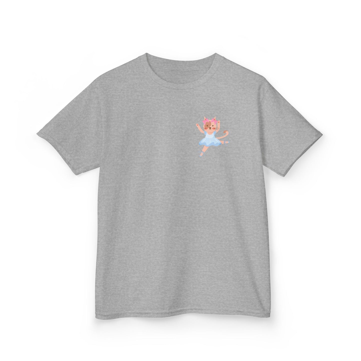 "Every Meow & Then I Dance" – Youth Short Sleeve Tee with Cute Dancing Cat Graphic | Kids’ Dance & Cat Lover T-Shirt