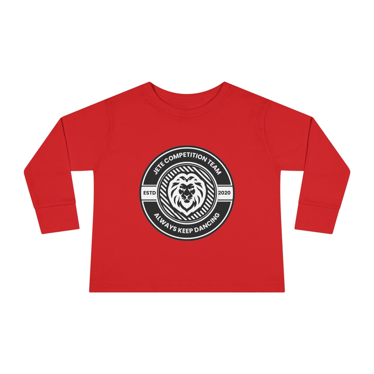 "Jeté Competition Team – Always Keep Dancing" Toddler Dance T-Shirt – Collegiate-Inspired Emblem Graphic Long Sleeve Tee for Kids
