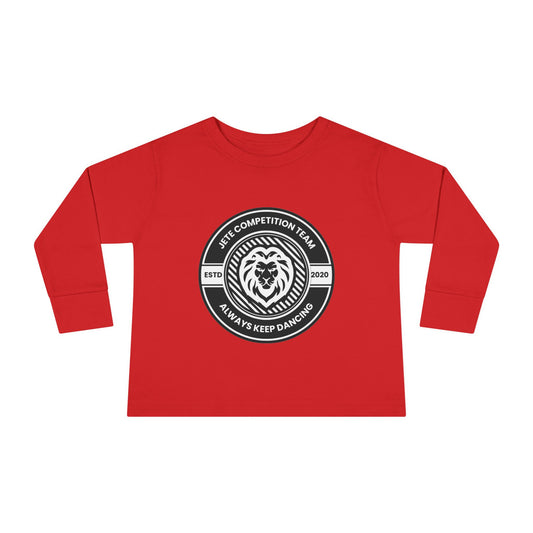 "Jeté Competition Team – Always Keep Dancing" Toddler Dance T-Shirt – Collegiate-Inspired Emblem Graphic Long Sleeve Tee for Kids