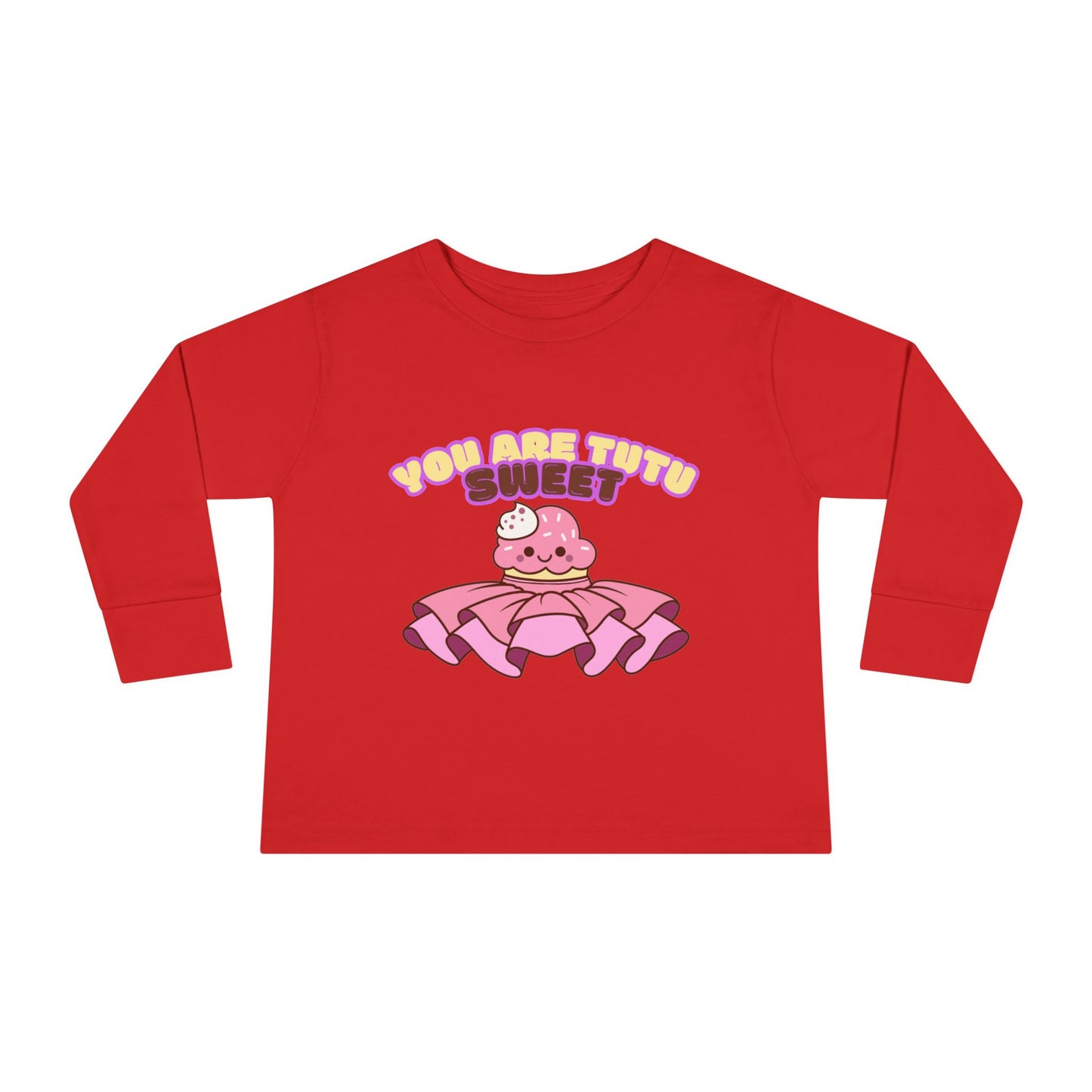 "You Are Tutu Sweet" Toddler Dance T-Shirt – Kawaii Cupcake in Tutu Graphic Long Sleeve Tee for Kids