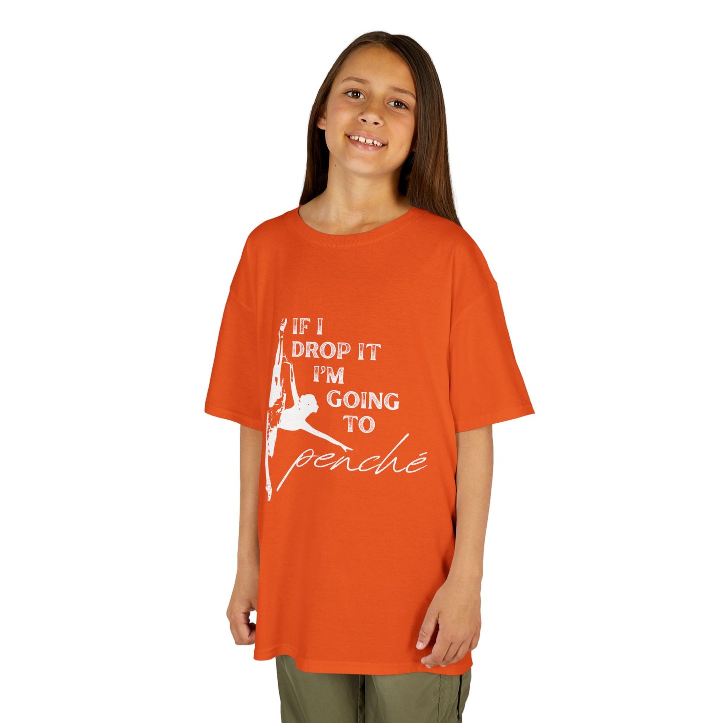 “If I Drop It, I’m Going to Penché” Funny Dance T-Shirt – Youth Short Sleeve Tee with Dancer Graphic and Optional Name or Studio Personalization