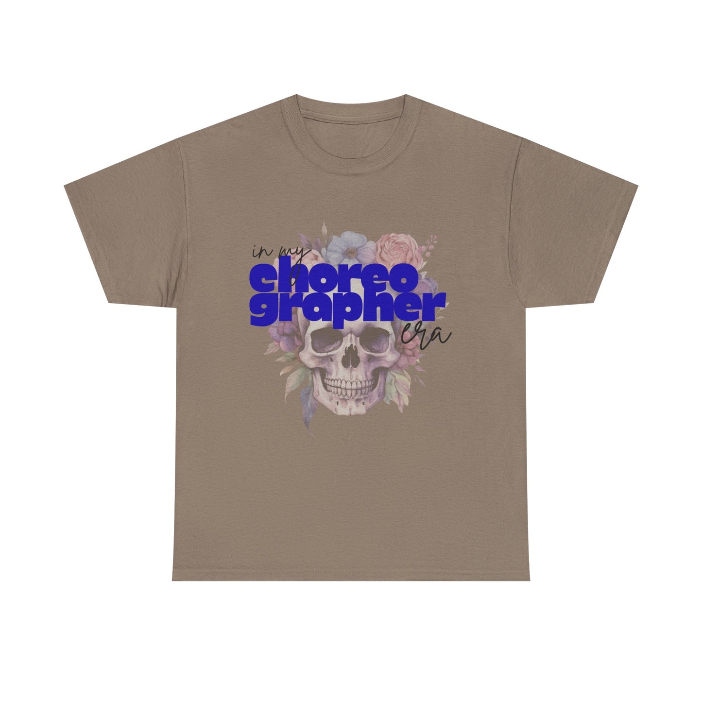 "In My Choreographer Era" Skull Floral Tee – Unisex Heavy Cotton Dance T-Shirt with Cool Gothic Graphic