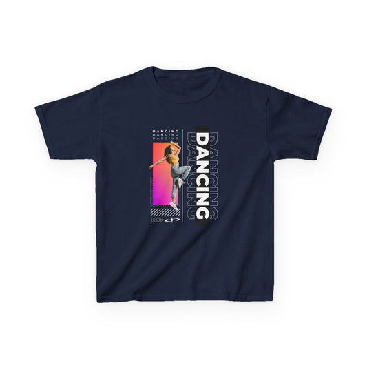 "Dancing" Youth Short Sleeve T-Shirt – Streetwear-Inspired Design with Female Dancer Graphic – Trendy Dance Apparel for Kids