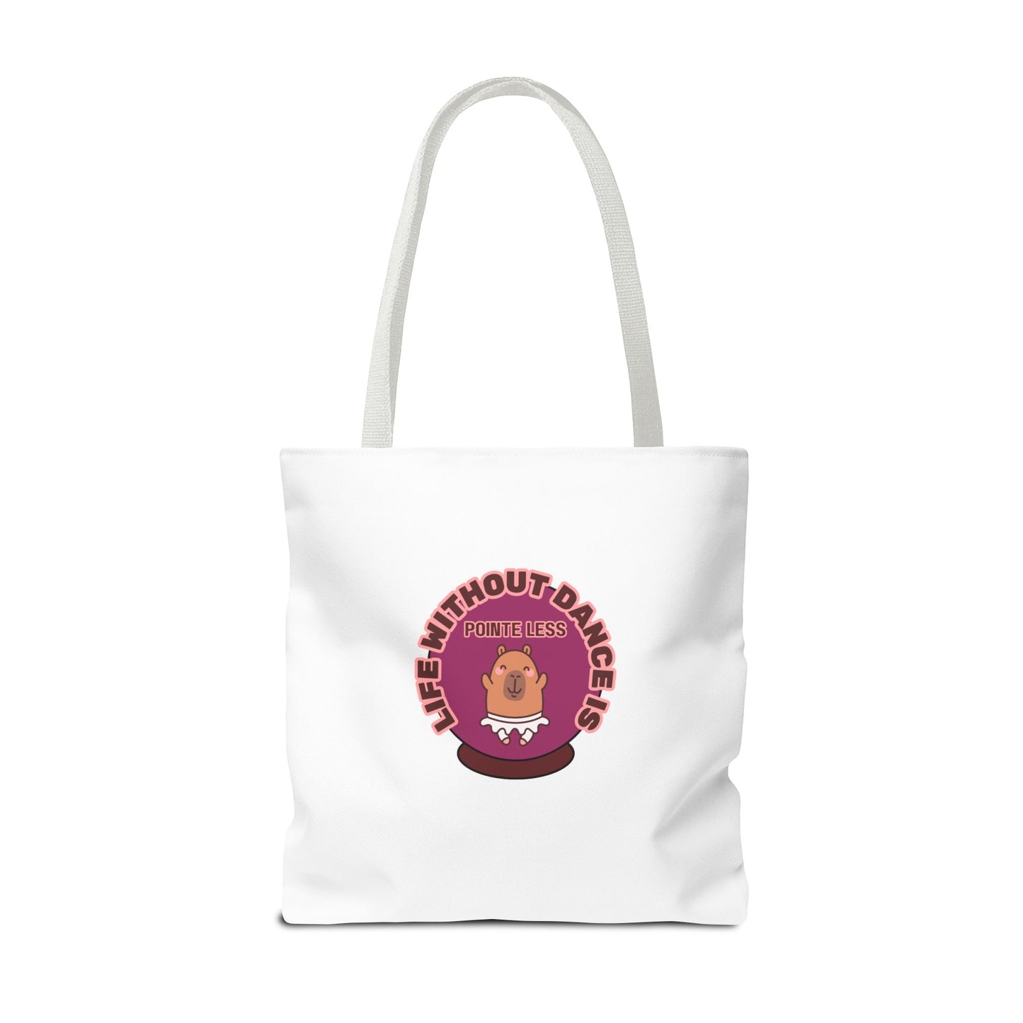 "Life Without Dance Is Pointeless" Capybara Canvas Tote Bag – Funny Dance Pun Tote for Dancers & Animal Lovers