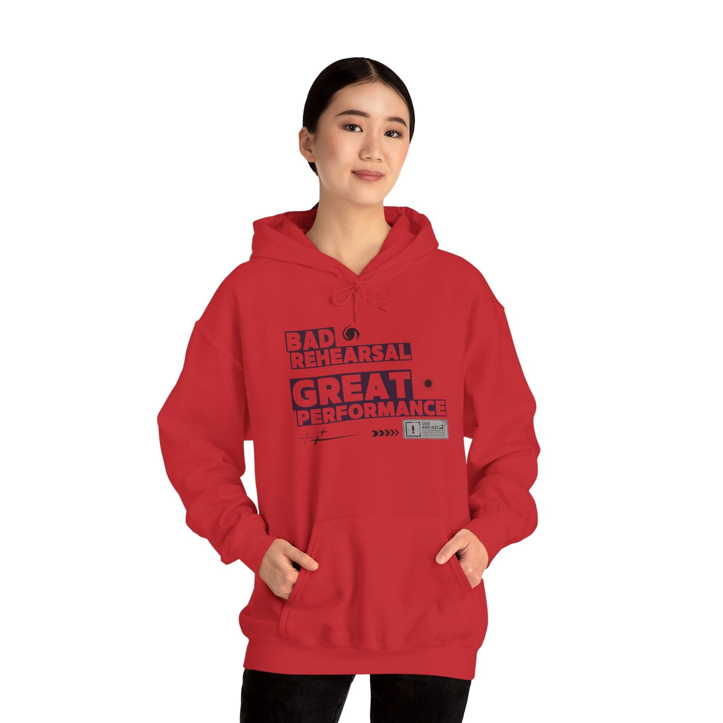 "Bad Rehearsal, Great Performance" Dance Hoodie – Unisex Heavy Blend™ Hooded Sweatshirt with Streetwear-Inspired Graphic for Performers