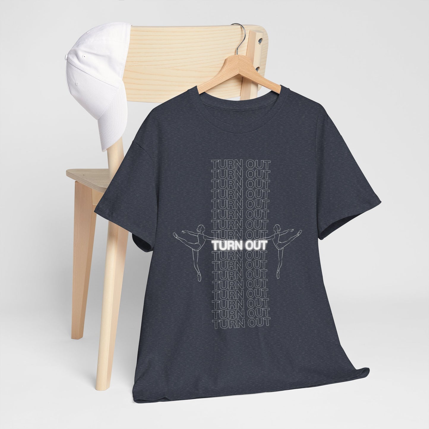 "Turn Out" Ballerina Graphic Unisex Heavy Cotton Tee – Ballet Dance T-Shirt for Dancers & Dance Enthusiasts