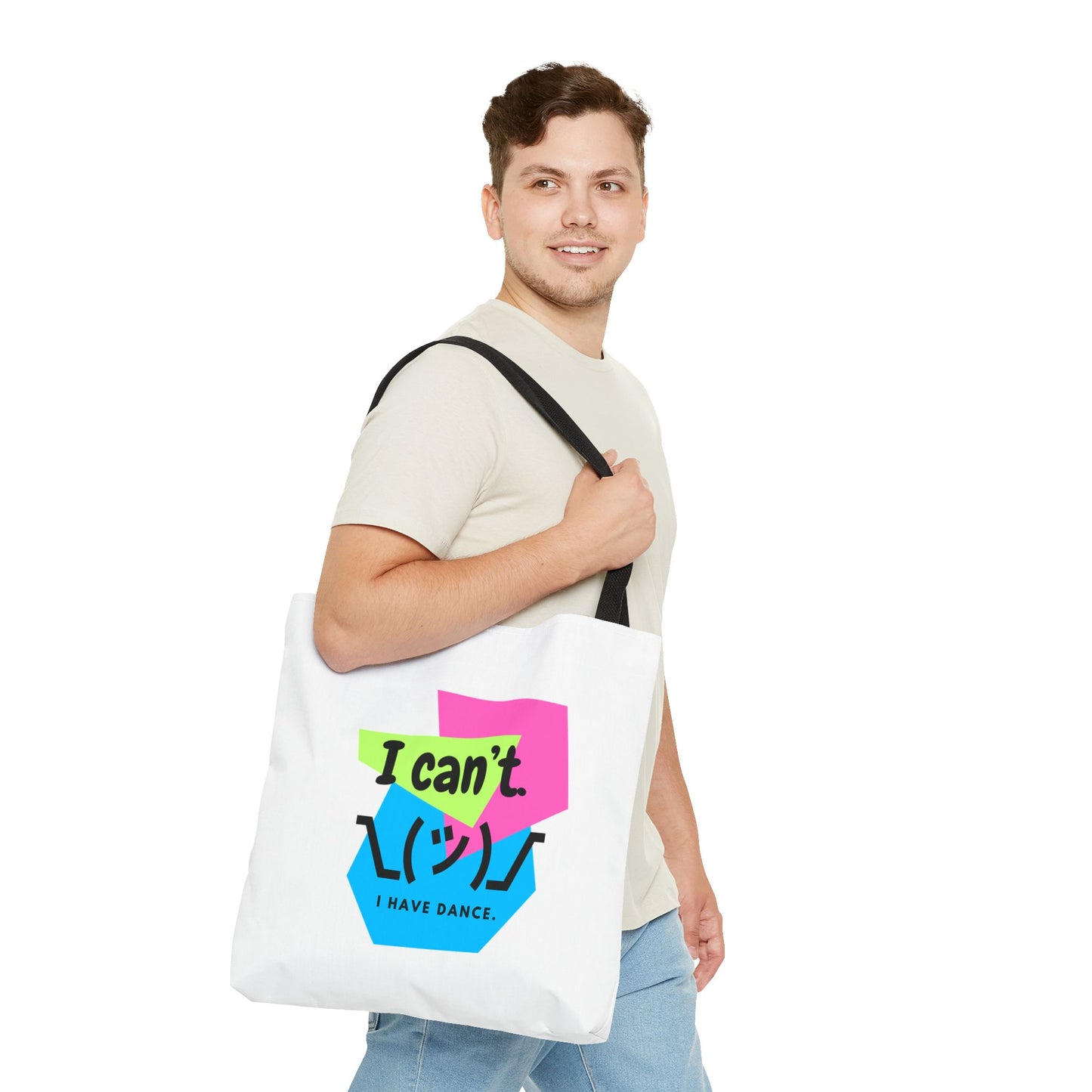 "I Can't. I Have Dance." – 80s Retro Emoji Canvas Tote Bag for Dancers | Funny Dance Quote Reusable Shoulder Bag