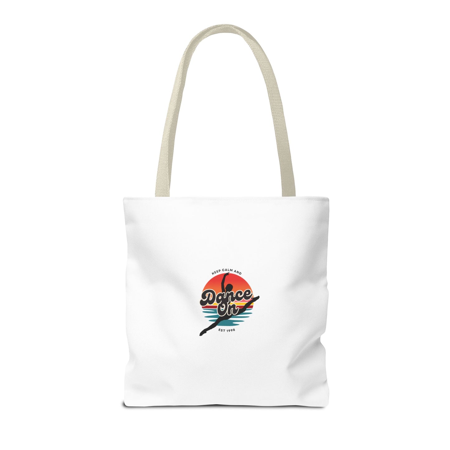 "Keep Calm and Dance On" Canvas Tote Bag – Retro Dance Graphic, Durable Shopping & Everyday Dance Bag