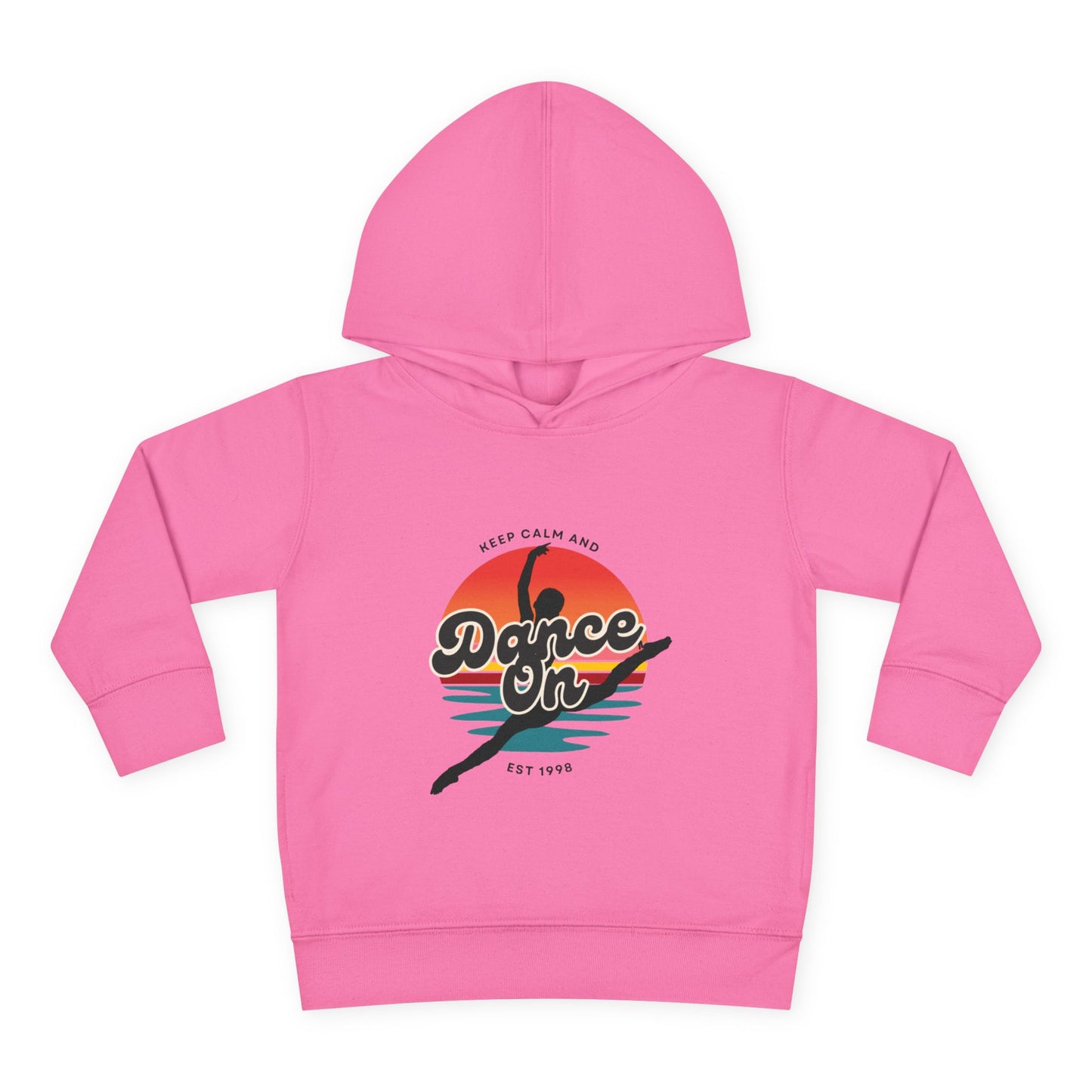 “Keep Calm and Dance On” Toddler Fleece Hoodie – Retro Dancer Graphic Sweatshirt for Little Movers