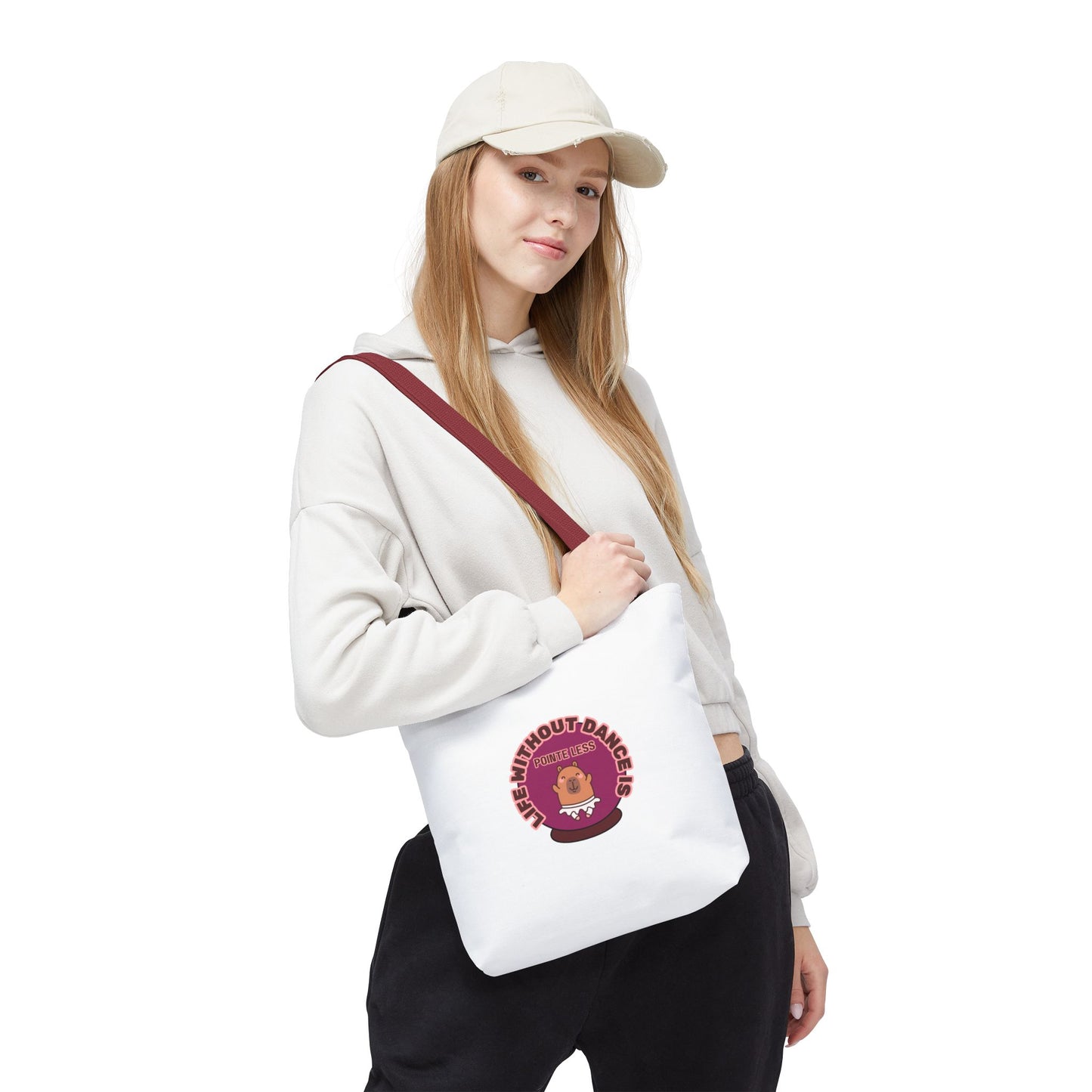 "Life Without Dance Is Pointeless" Capybara Canvas Tote Bag – Funny Dance Pun Tote for Dancers & Animal Lovers