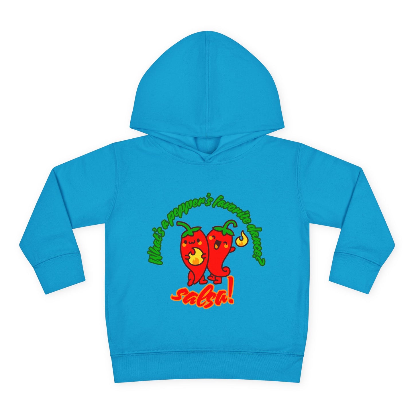 "What's a Pepper's Favorite Dance? Salsa!" Toddler Fleece Dance Hoodie – Funny Colorful Pullover for Kids