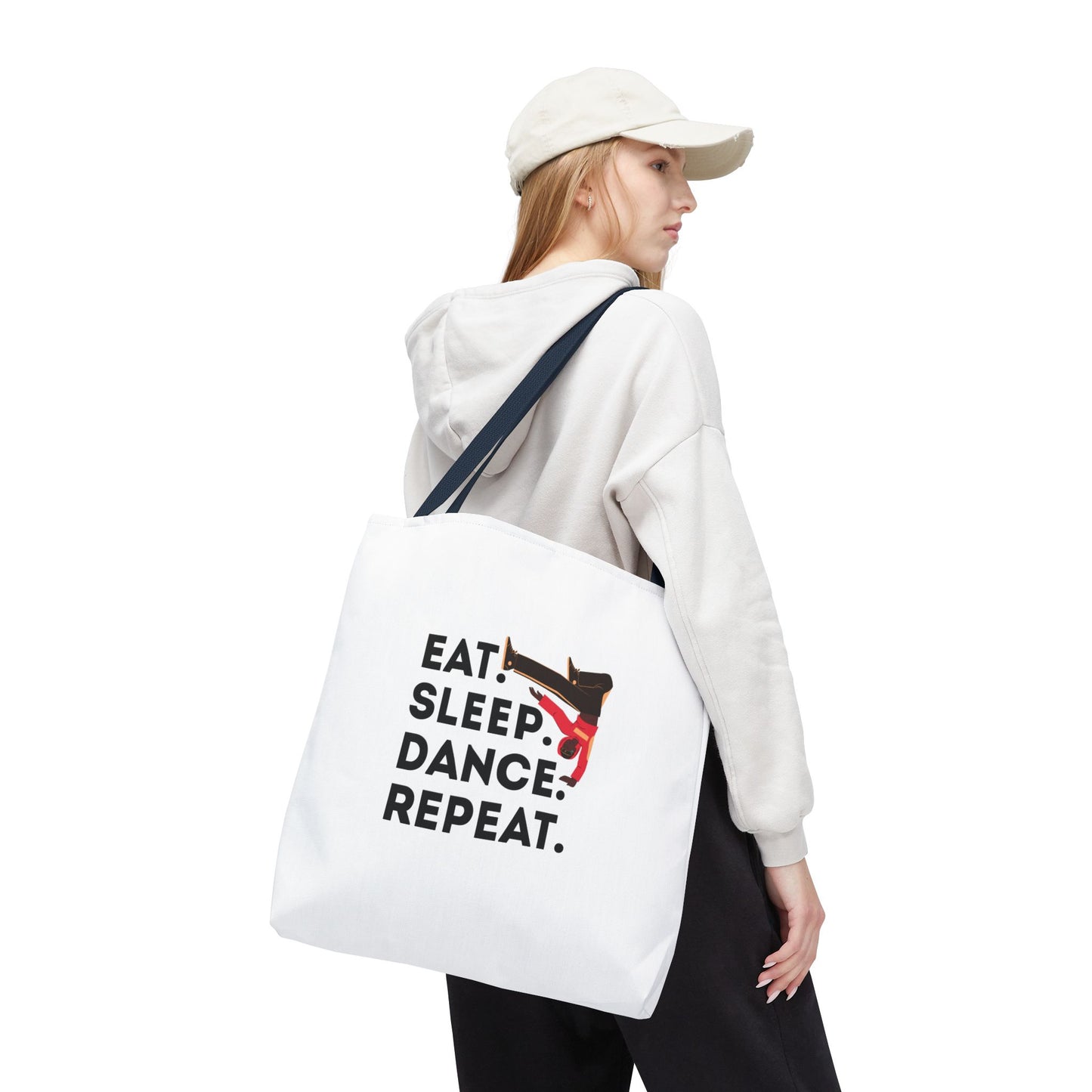 "Eat Sleep Dance Repeat" B-Boy Canvas Tote Bag – Hip-Hop Dancer Graphic Dance Tote for Everyday Use