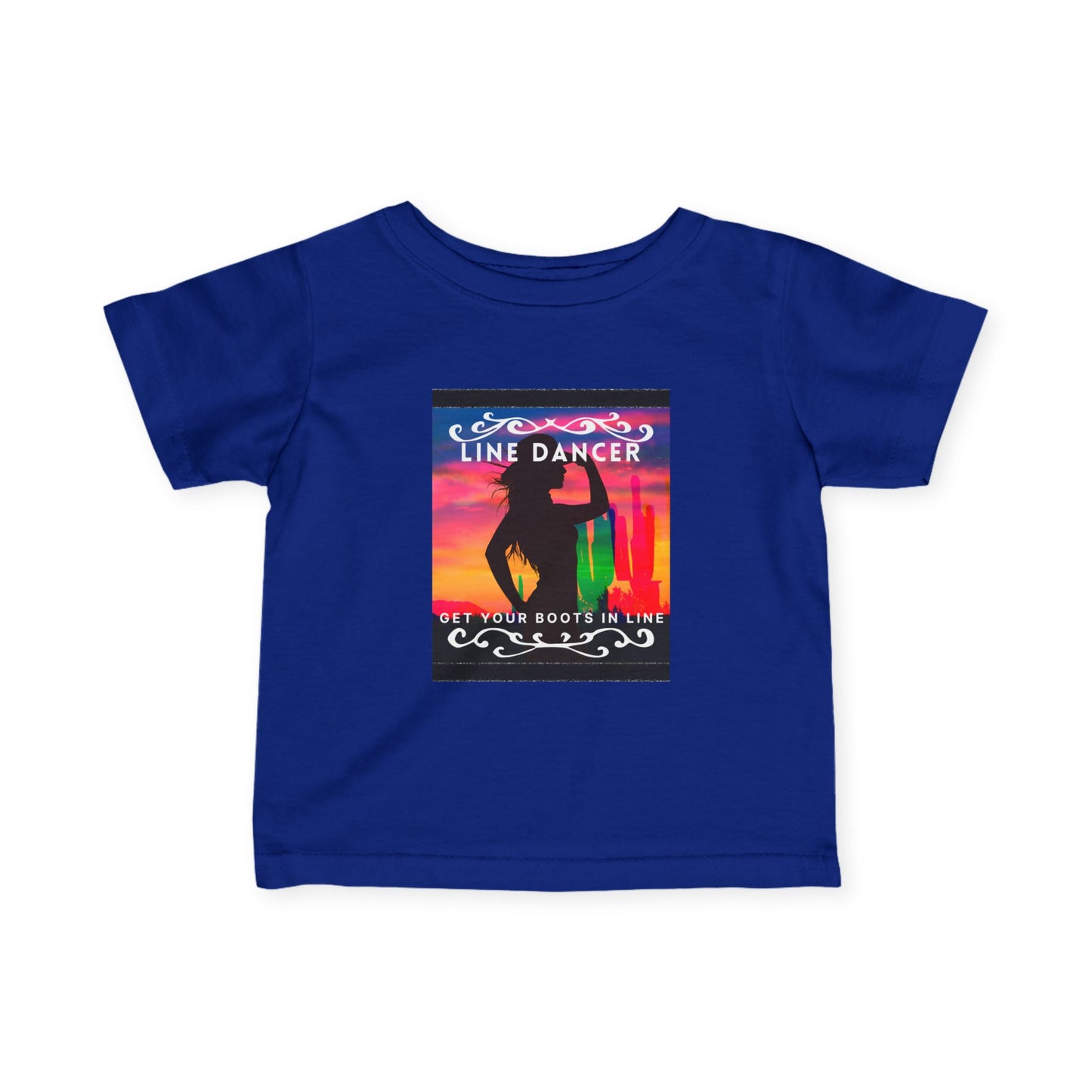 "Line Dancer, Get Your Boots in Line" Western-Inspired Graphic – Infant Fine Jersey Dance Tee