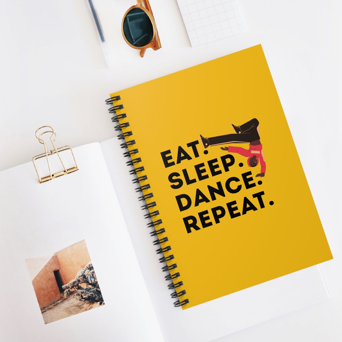"Eat, Sleep, Dance, Repeat" Spiral Notebook – Bold B-Boy Dance Journal for Breakdancers, Hip Hop Dancers & Street Style Lovers