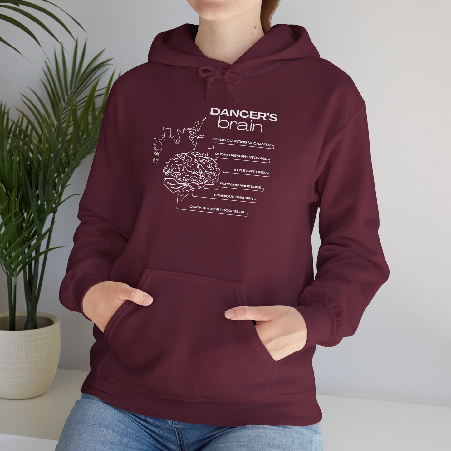 "Dancer’s Brain" Unisex Hoodie – Funny Dance-Themed Hoodie for Teens and Adults with Personalization Option and Cute Dancer Brain Graphic