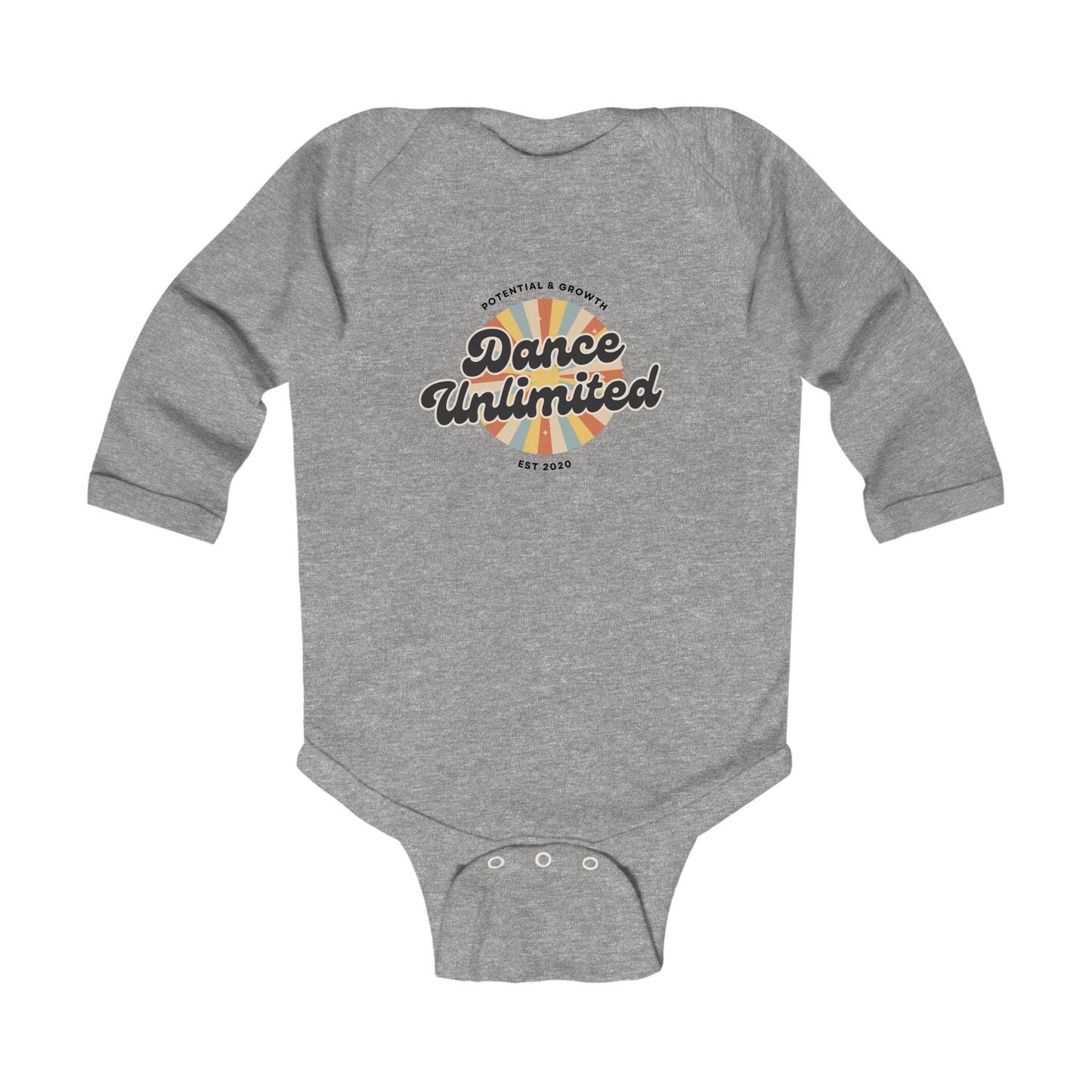 "Dance Unlimited - Potential & Growth" Infant Long Sleeve Bodysuit – Retro Baby Dancer Outfit Graphic