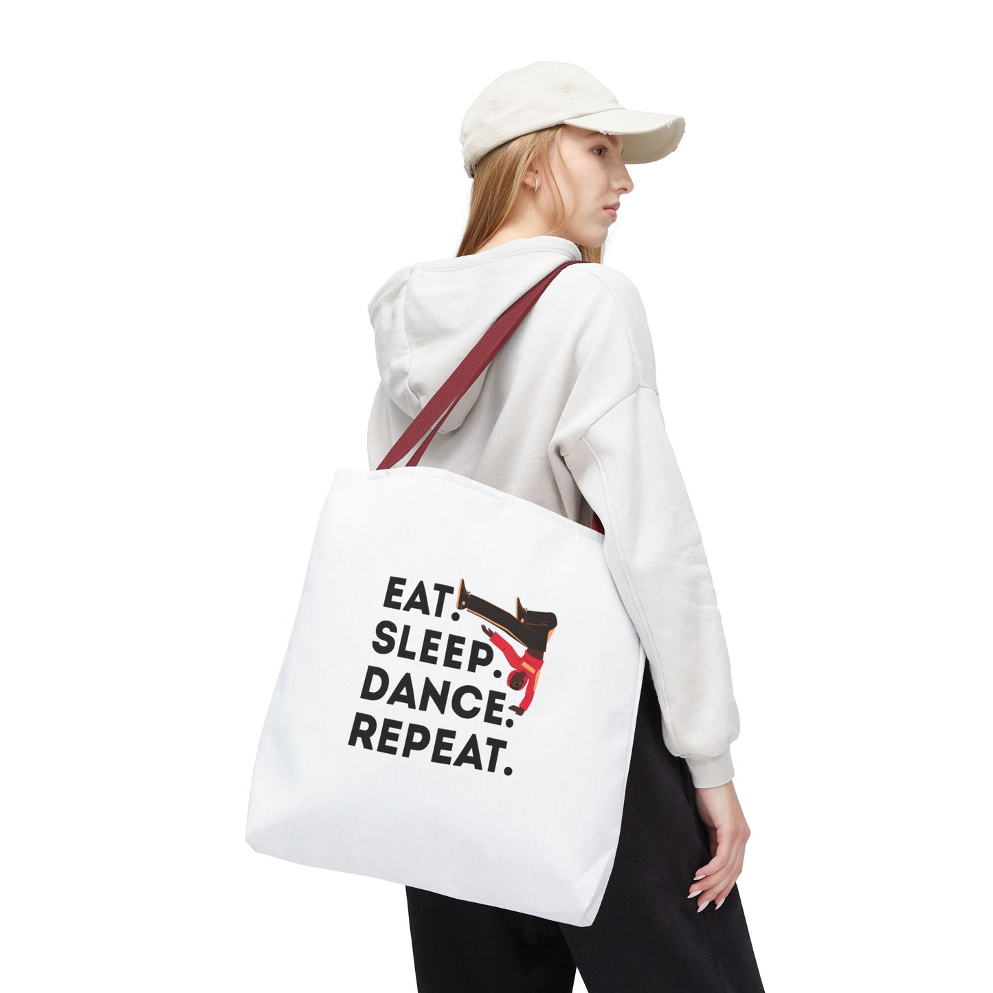 "Eat Sleep Dance Repeat" B-Boy Canvas Tote Bag – Hip-Hop Dancer Graphic Dance Tote for Everyday Use