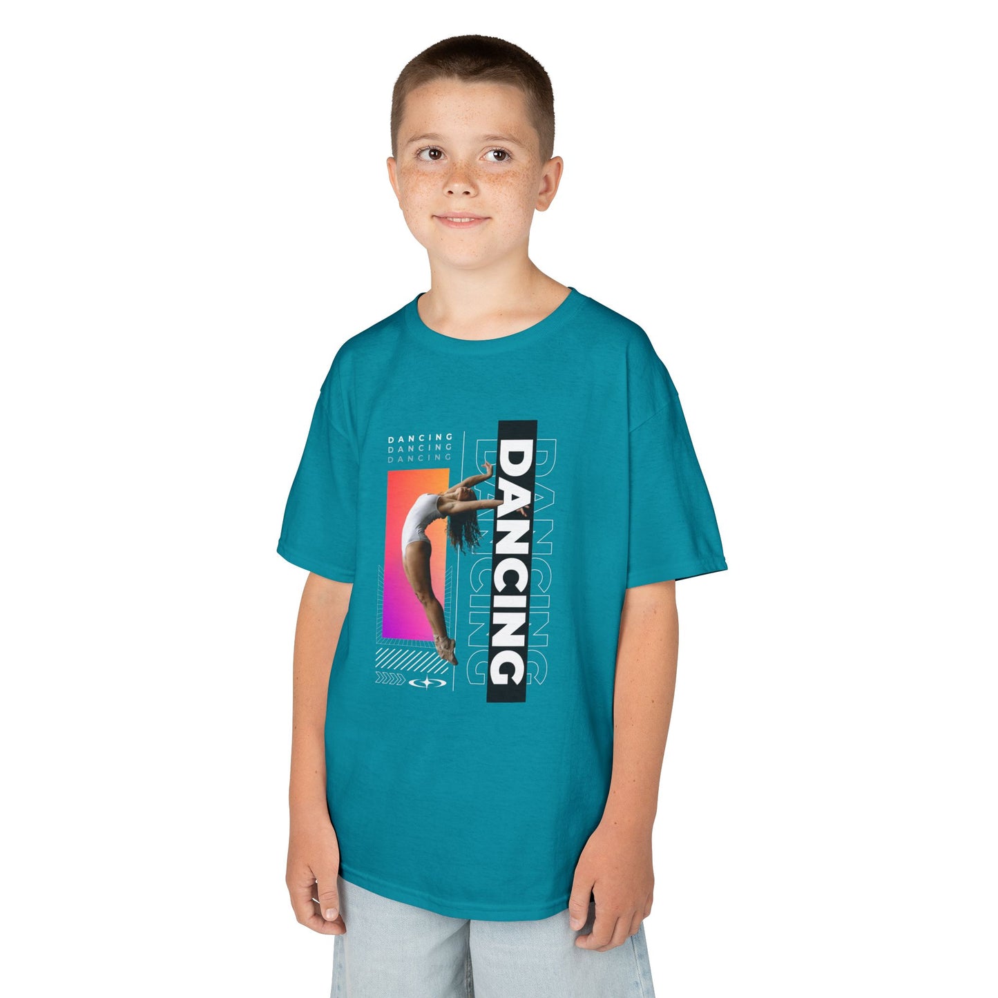 “Dancing” Youth Short Sleeve T-Shirt – Streetwear-Inspired Female Dancer Graphic – Stylish Kids Dance Apparel Tee
