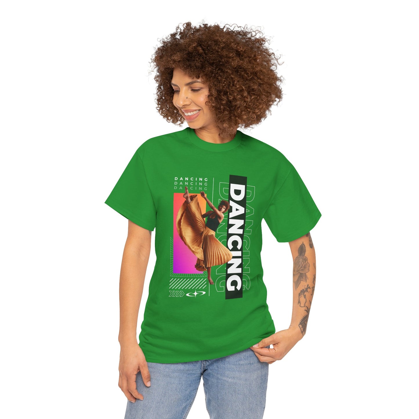 “Dancing” Streetwear-Inspired Female Dancer Unisex Heavy Cotton Tee – Urban Dance Graphic T-Shirt for Performers and Dance Lovers