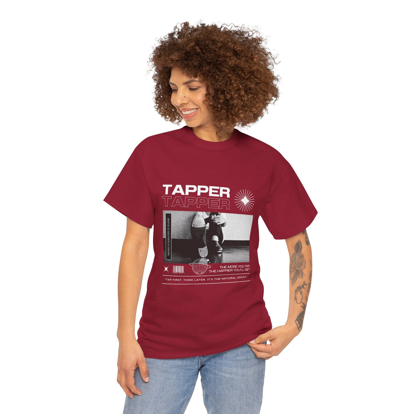 “Tapper” Tap Dance Unisex Heavy Cotton Tee – Streetwear-Inspired Tap Shoes Graphic T-Shirt for Dancers