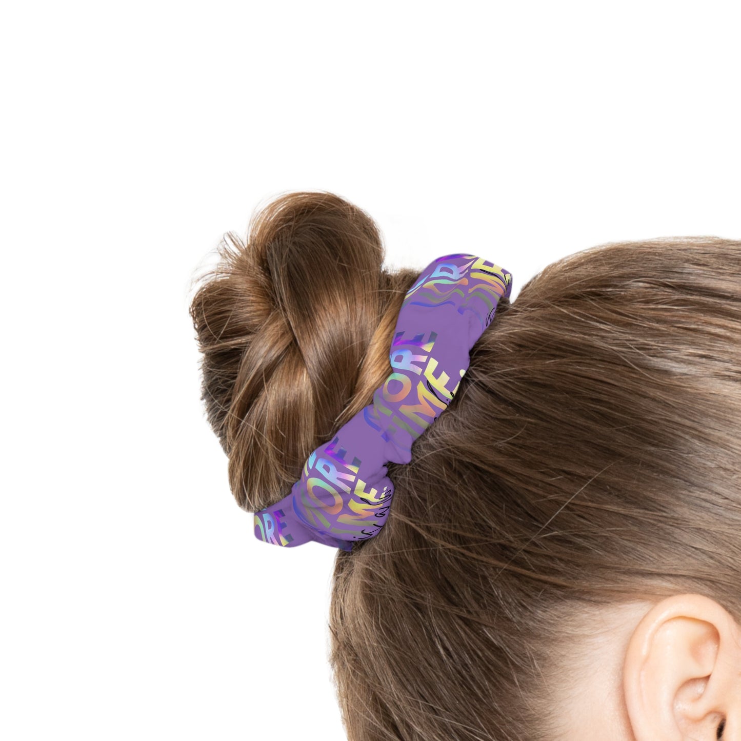 “One More Time Is a Lie” Scrunchie – Funny Dance Rehearsal Hair Accessory with Colorful Text Graphic