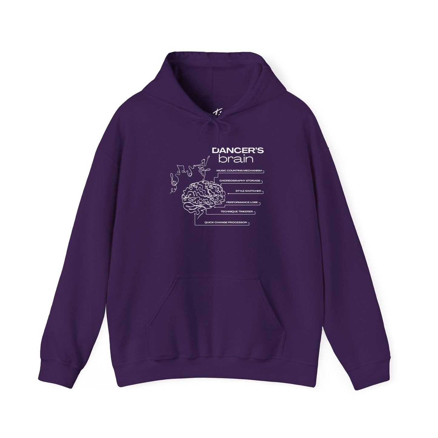 "Dancer’s Brain" Unisex Hoodie – Funny Dance-Themed Hoodie for Teens and Adults with Personalization Option and Cute Dancer Brain Graphic