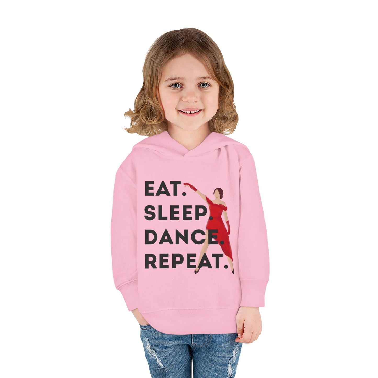 "Eat Sleep Dance Repeat" Toddler Dance Hoodie – Bold Dancer Graphic Fleece Pullover for Kids