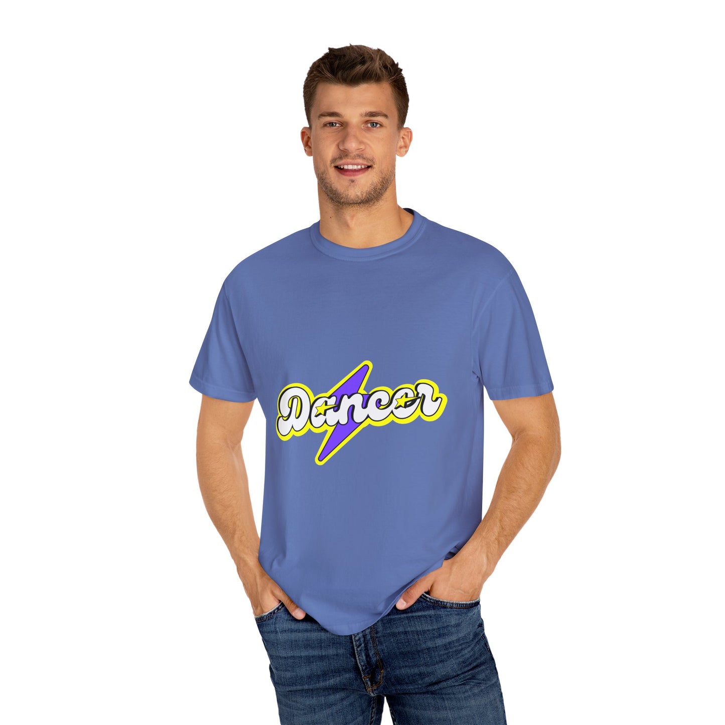 "Dancer" Unisex Garment-Dyed T-Shirt – Superhero-Style Bold Graphic Tee – Dance Power Shirt for Performers & Movers