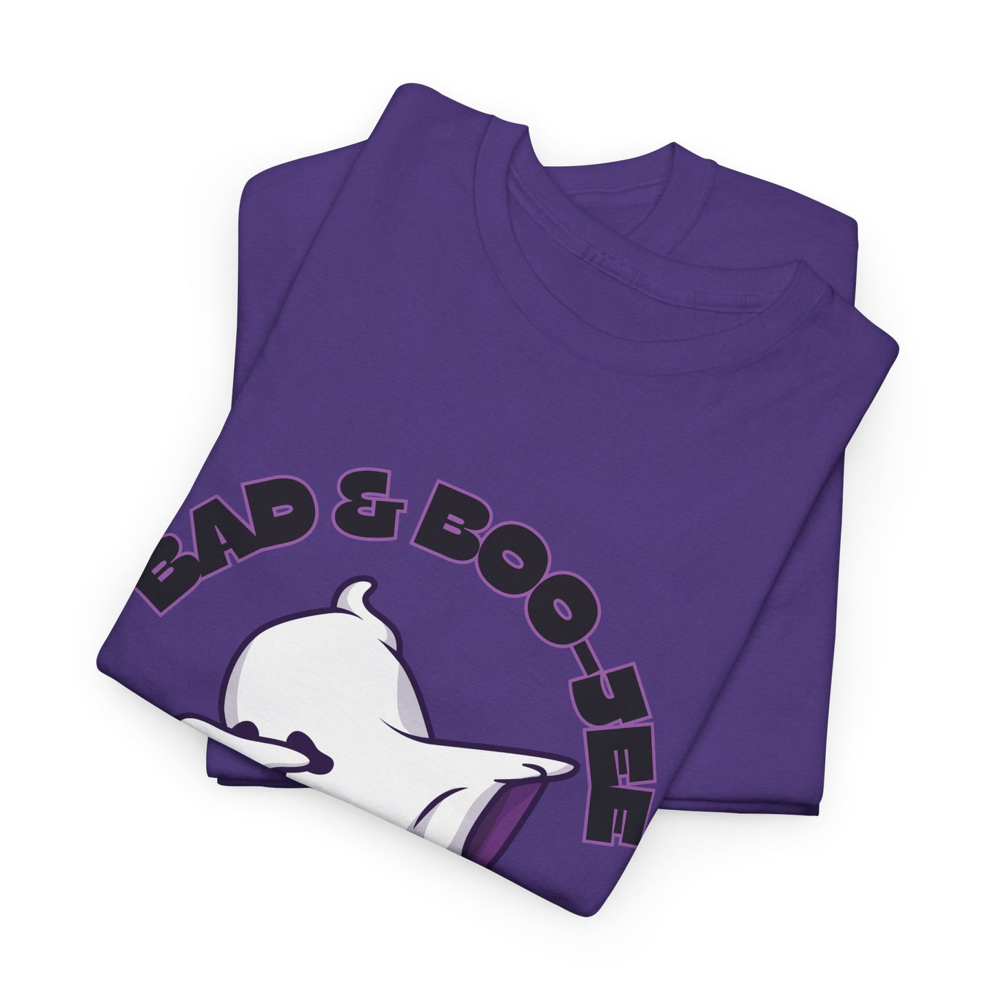 “Bad & Boo-jee” Funny Halloween Dance T-Shirt with Cute Ghost Dab Graphic - Unisex Heavy Cotton Tee