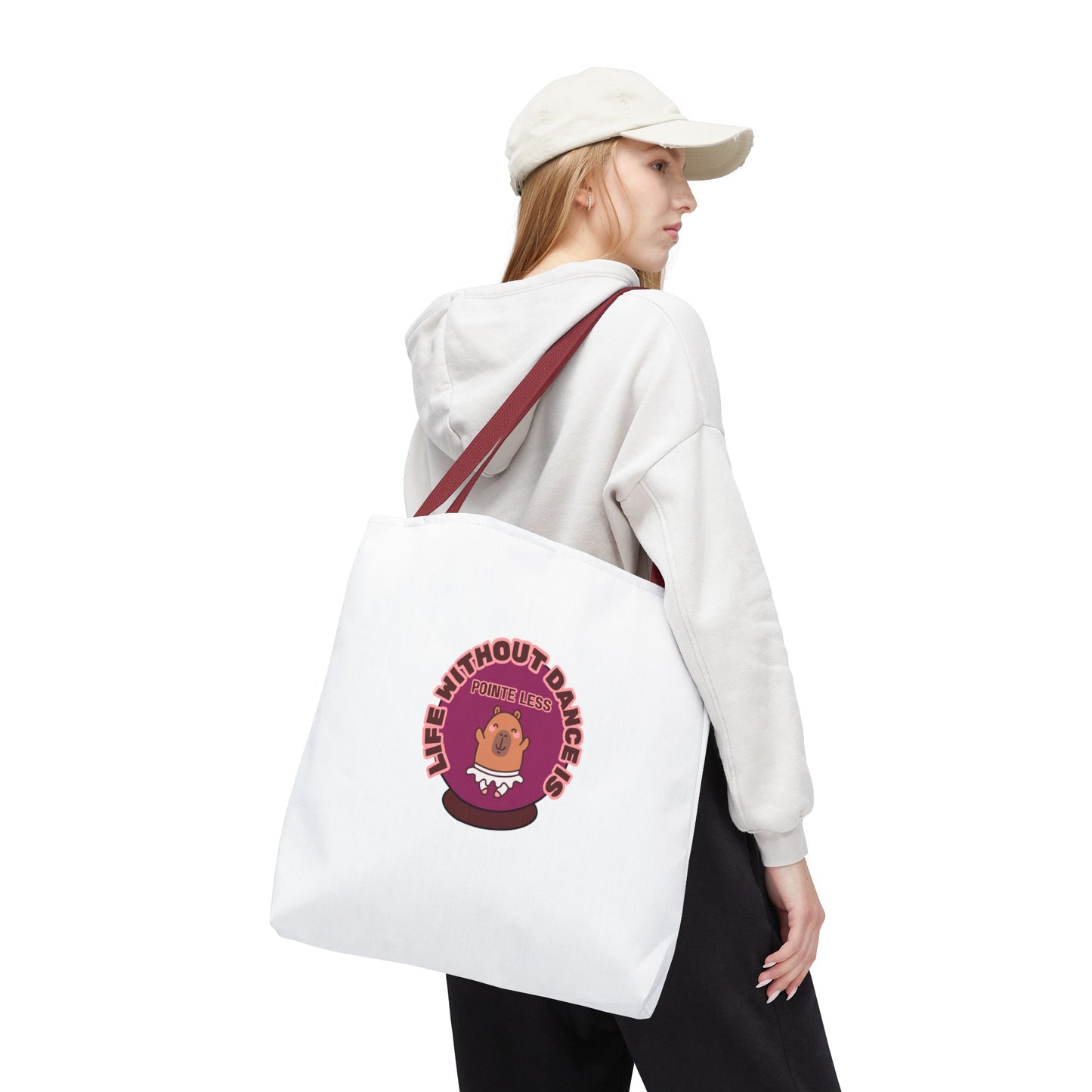 "Life Without Dance Is Pointeless" Capybara Canvas Tote Bag – Funny Dance Pun Tote for Dancers & Animal Lovers
